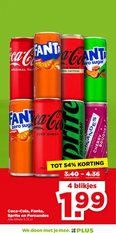 Coca-Cola, Fanta, Sprite en Fernandes, Alle blikjes à 25 cl - Voorbeeld van een folder van Plus, geldig van 21.01.2026 | Pagina: 21 | Producten: Fanta, Sprite