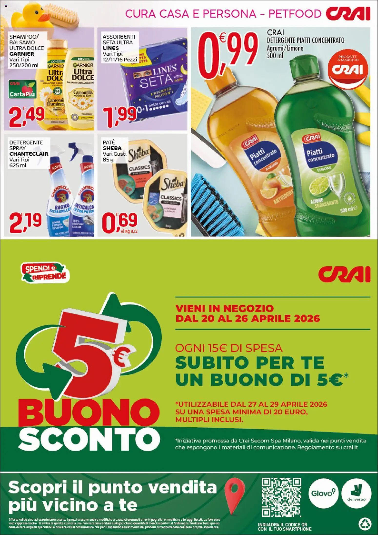 Volantino CRAI del 16.04.2026 | Pagina: 4 | Prodotti: Shampoo, Detergente, Smartphone, Bagno