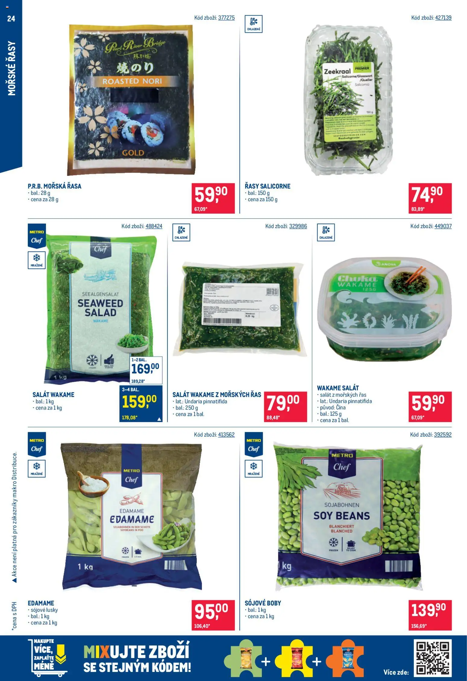 Makro leták - Asie od 28.01.2026 | Strana: 24 | Produkty: Wakame salát, Boby, Sójové boby, Edamame