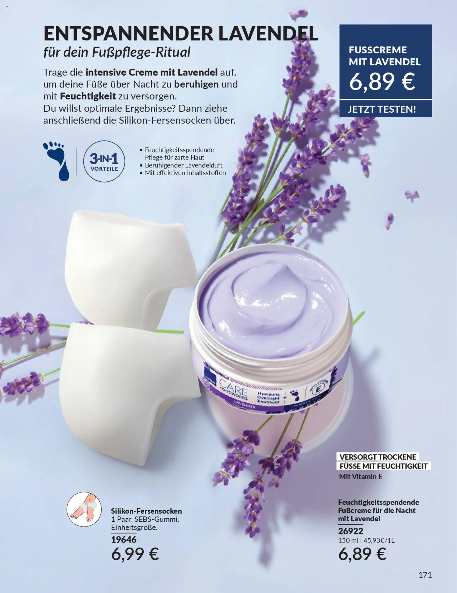 AVON Katalog Januar 2026 – gültig ab 01.01.2026 | Seite: 173 | Produkte: Creme, Lavendel, Fußcreme