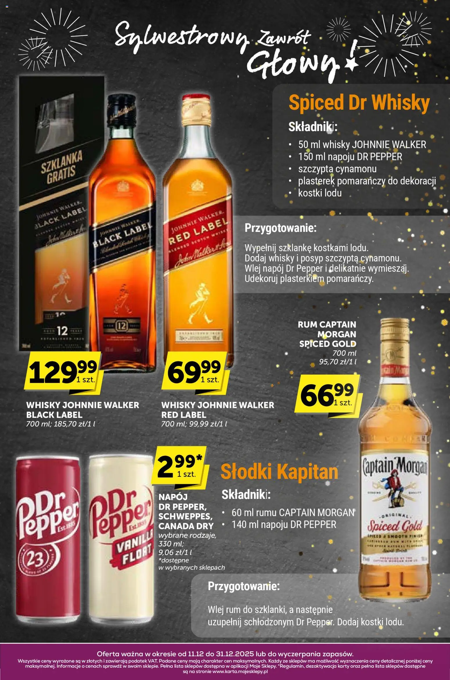 Groszek Gazetka - Sylwestrowy Zawrót Głowy od 11.12.2025 | Strona: 10 | Produkty: Red label, Captain Morgan, Rum, Whisky