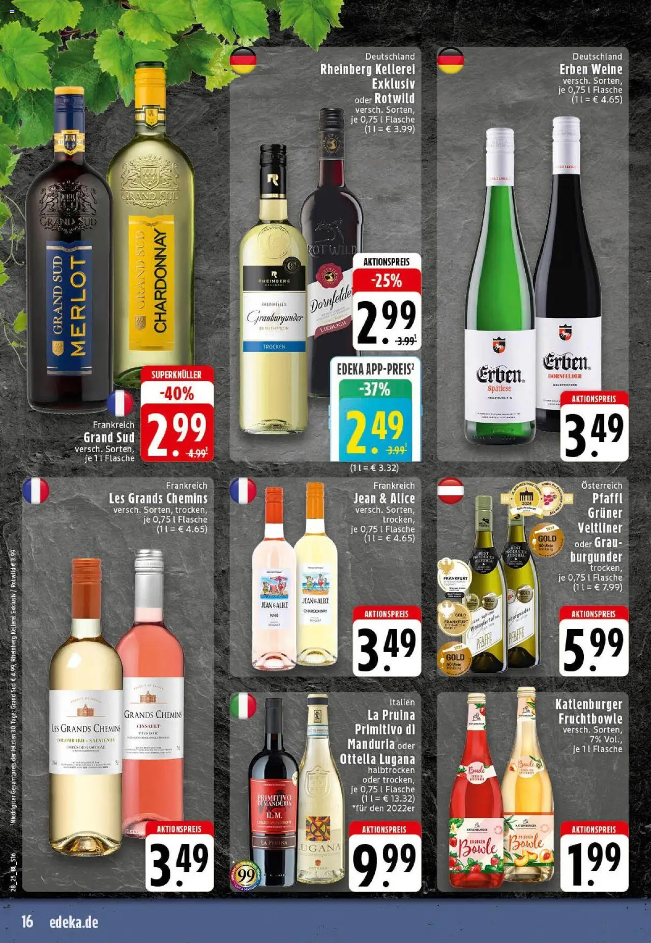 Edeka prospekt Westerkappeln	 - gültig ab dem 06.07.2025 | Seite: 16 | Produkte: Merlot, Grand sud, Wein