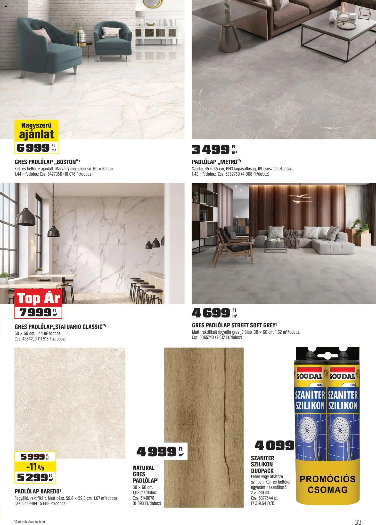 OBI akciós ujság - amely érvényes a következő dátumtól: 28.04.2026 | Oldal: 33 | Termékek: Padlólap, Gres