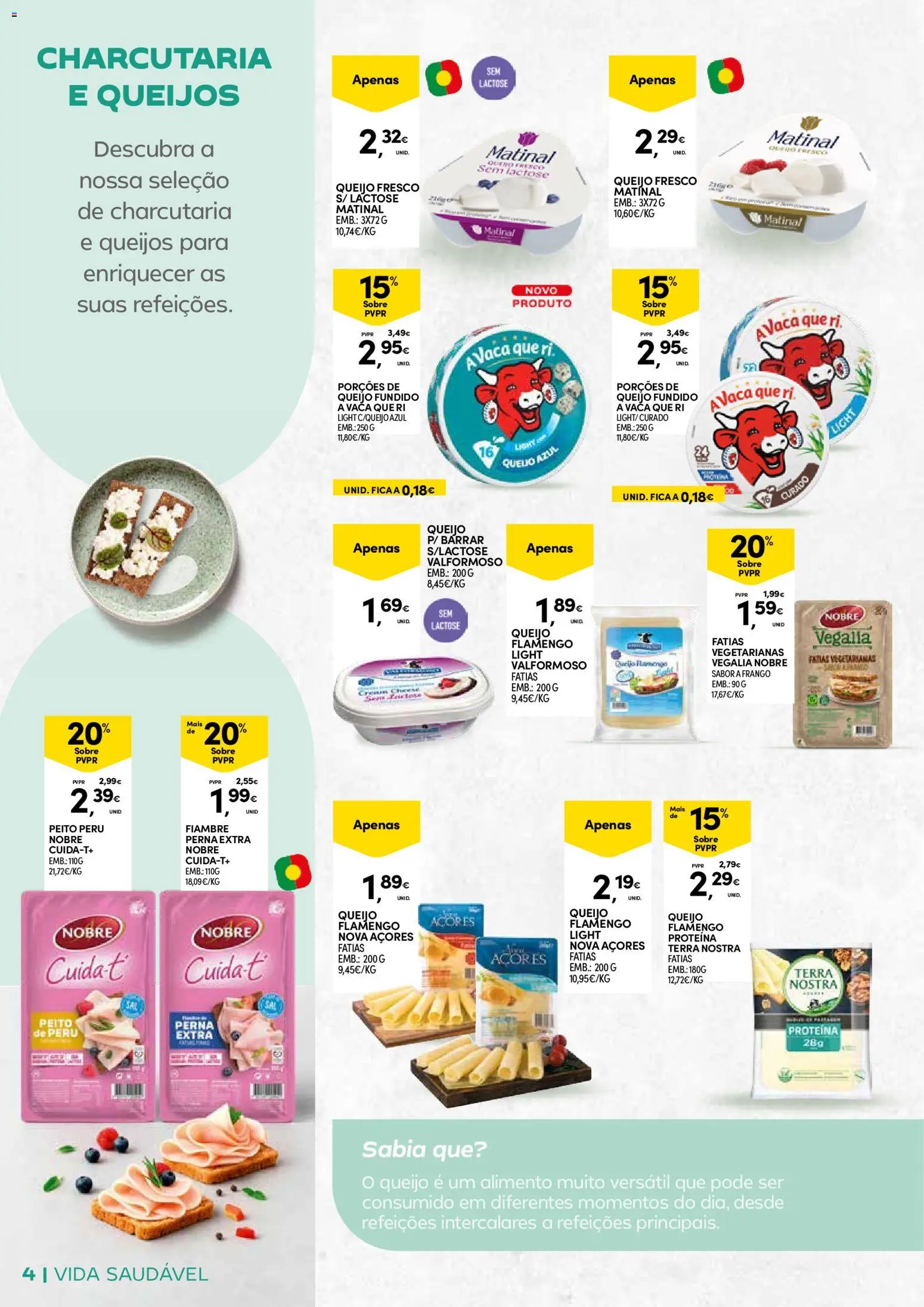 Continente - Açores: Vida Saudável │ válido de 20.01.2026 | Página: 4 | Produtos: Peito de peru, Frango, Peru, Queijo