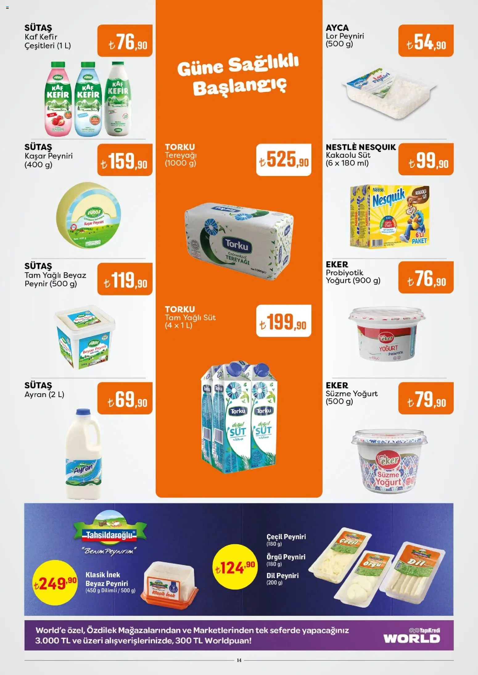 Özdilek Katalog - 02.01.2026 tarihinden itibaren geçerlidir | Sayfa: 14 | Ürünler: Kefir, Süt, Tereyağı, Peynir