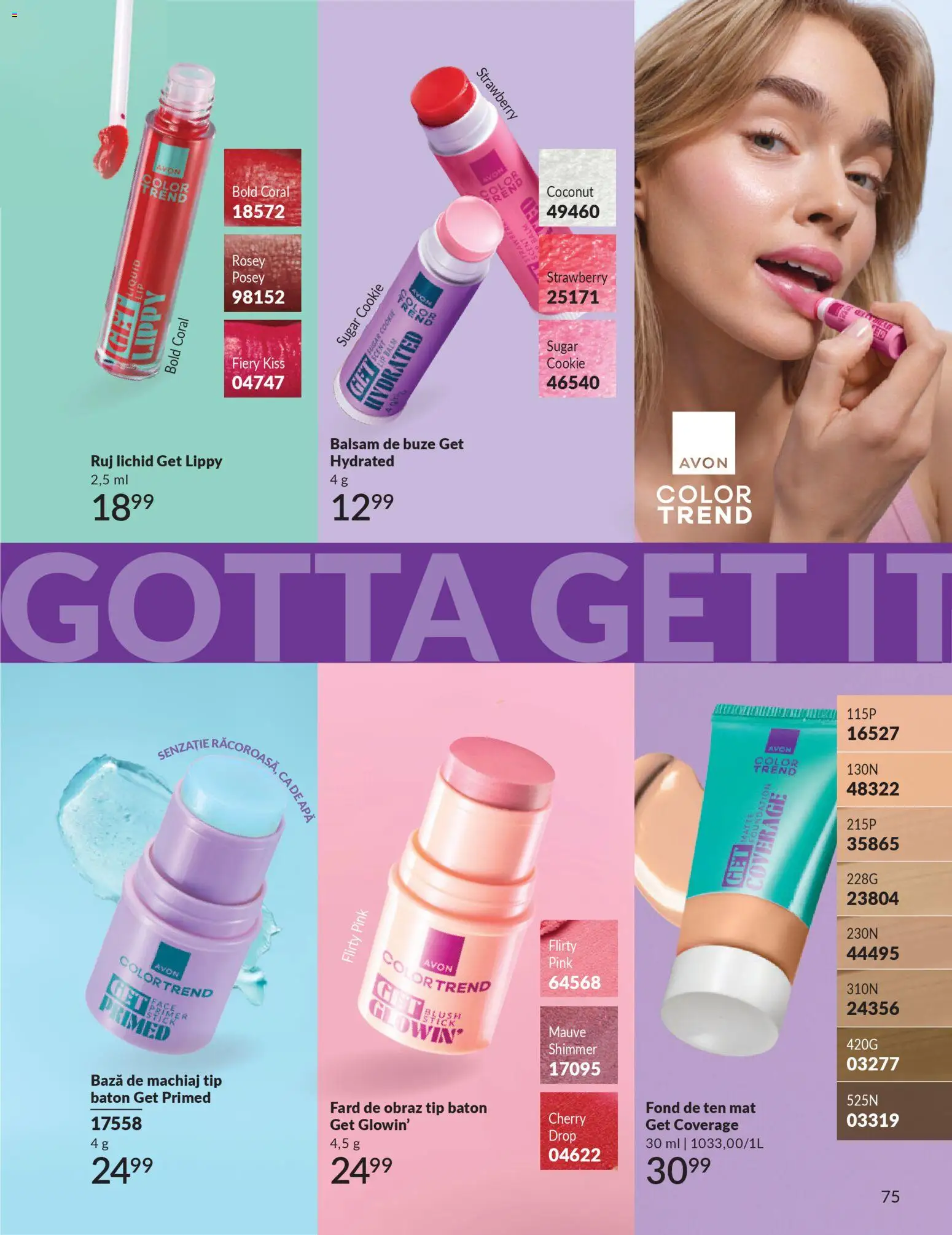 Noul catalog Avon – valabil de la 01.03.2026 | Pagină: 77 | Produse: Fond de ten, Bază de machiaj, Blush, Balsam