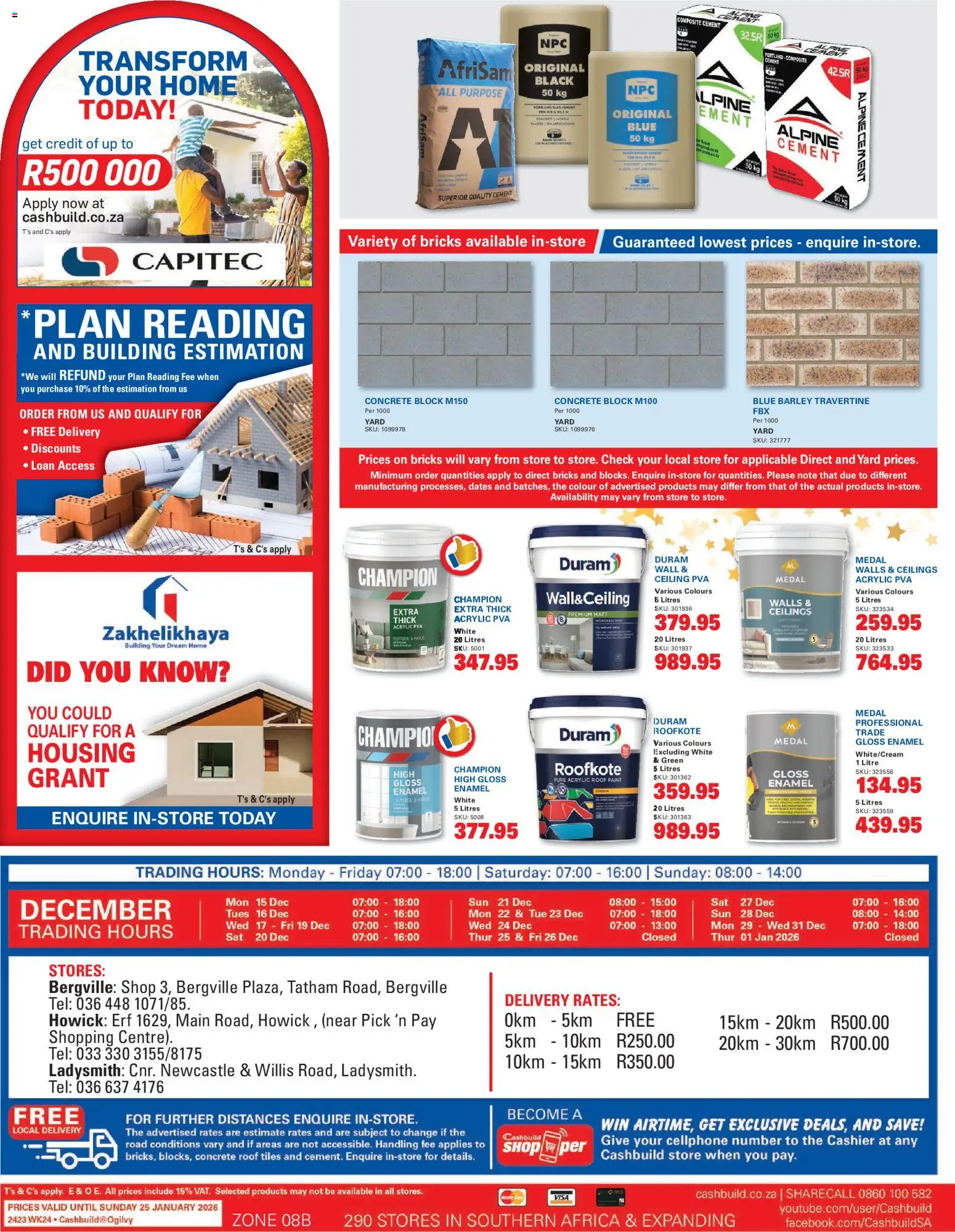 New Cashbuild catalogue – valid from 08.12.2025 | Page: 4 | Products: Gloss, Paint, Enamel, Cement