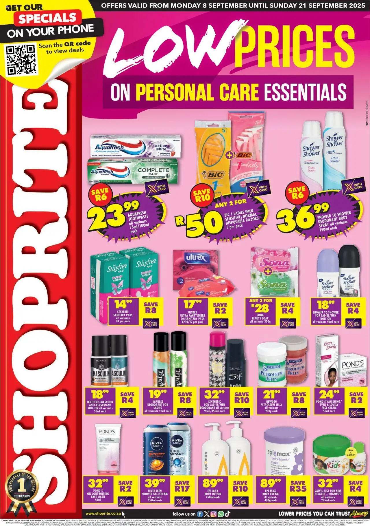 New Shoprite catalogue – valid from 08.09.2025 | Page: 1 | Products: Shampoo, Cream, Body cream, Soap
