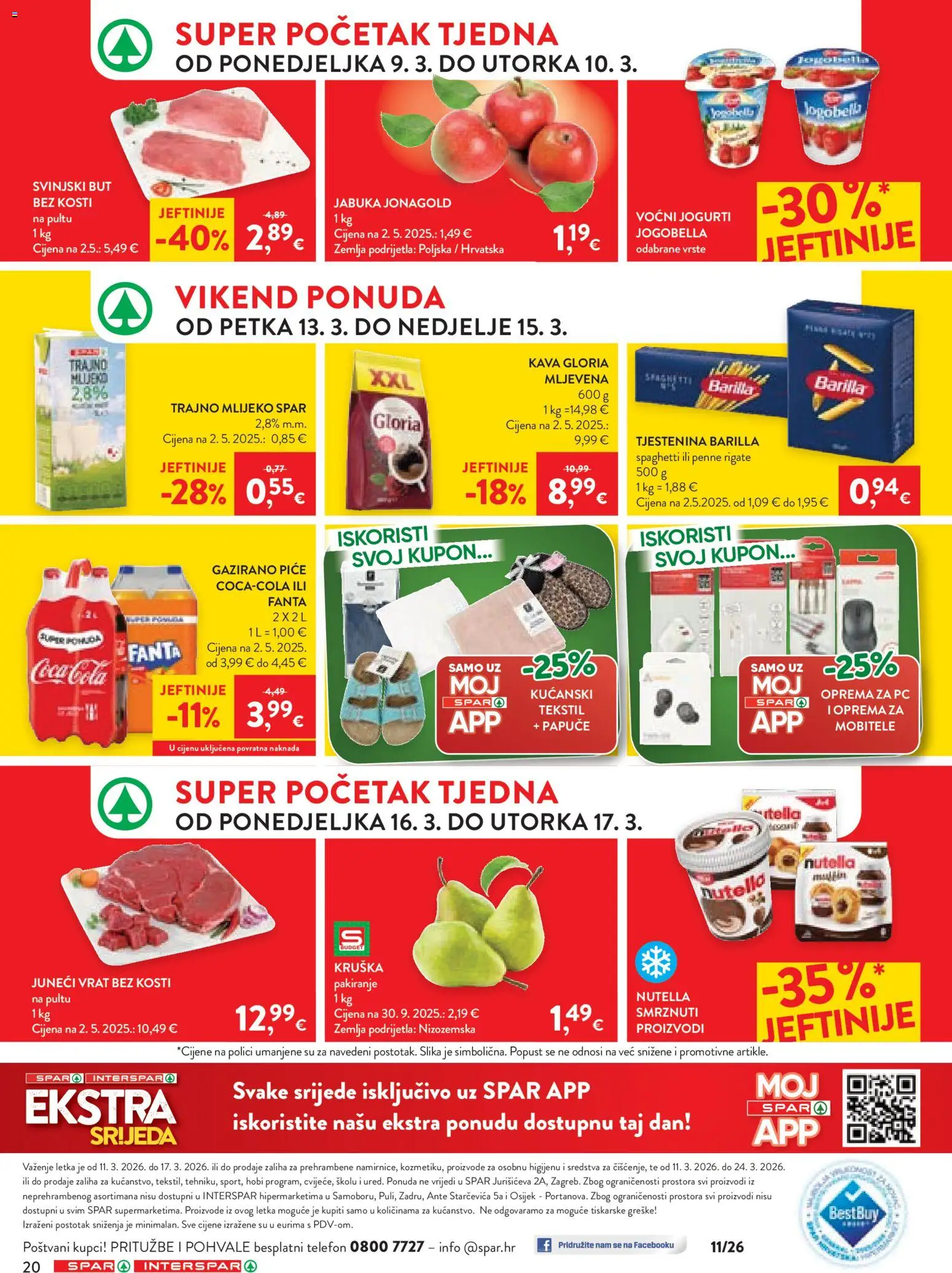 Spar katalog | vrijedi od 08.03.2026 | Stranica: 27 | Proizvodi: Fanta, Svinjski but, Tjestenina, Trajno mlijeko