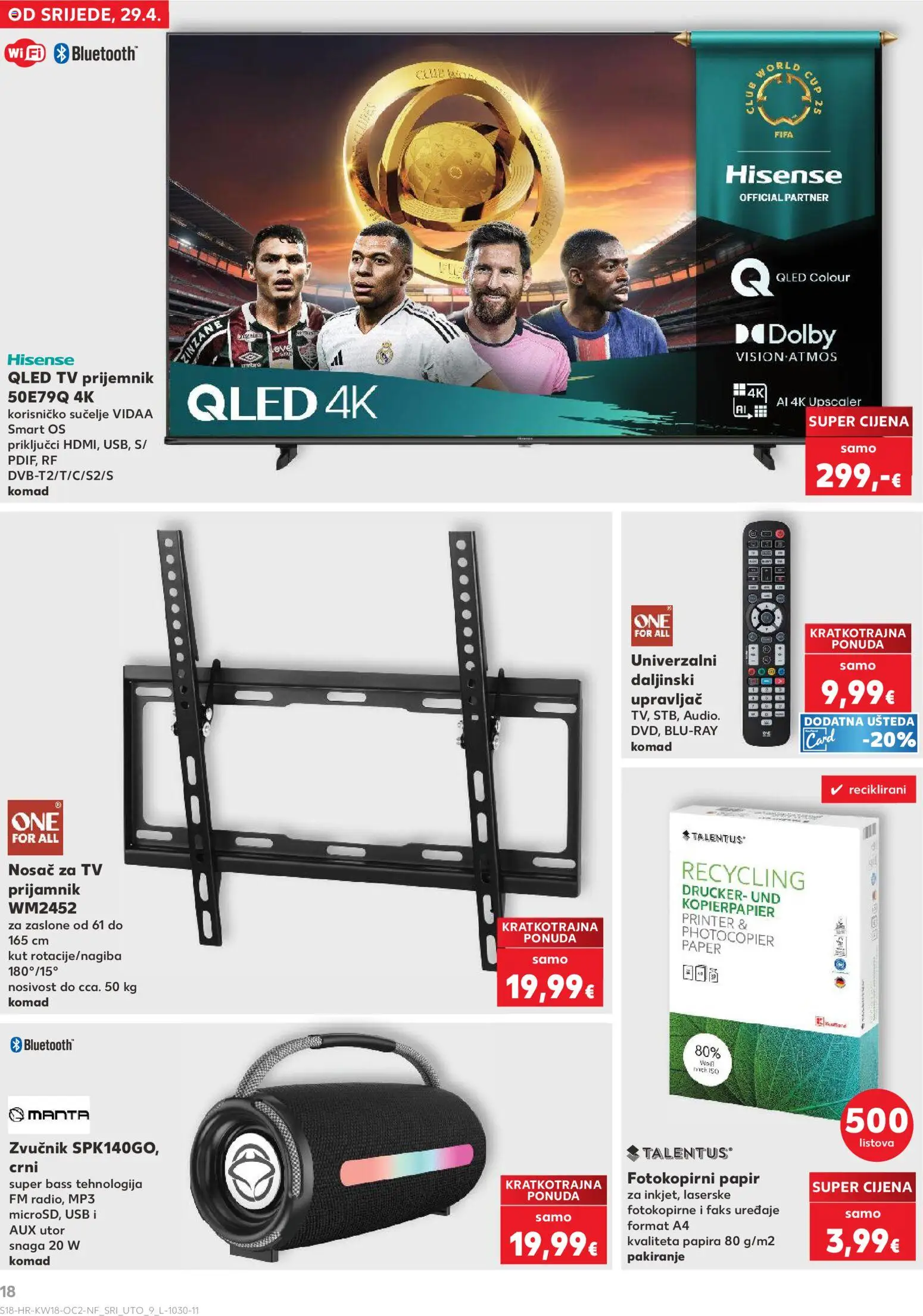 Kaufland HR akciós ujság - amely érvényes a következő dátumtól: 29.04.2026 | Oldal: 18 | Termékek: MP3, USB, TV