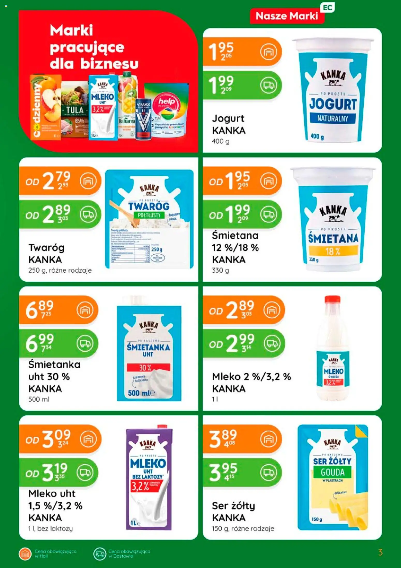 Eurocash gazetka od 02.04.2026 | Strona: 3 | Produkty: Mleko, Jogurt, Śmietana, Twaróg