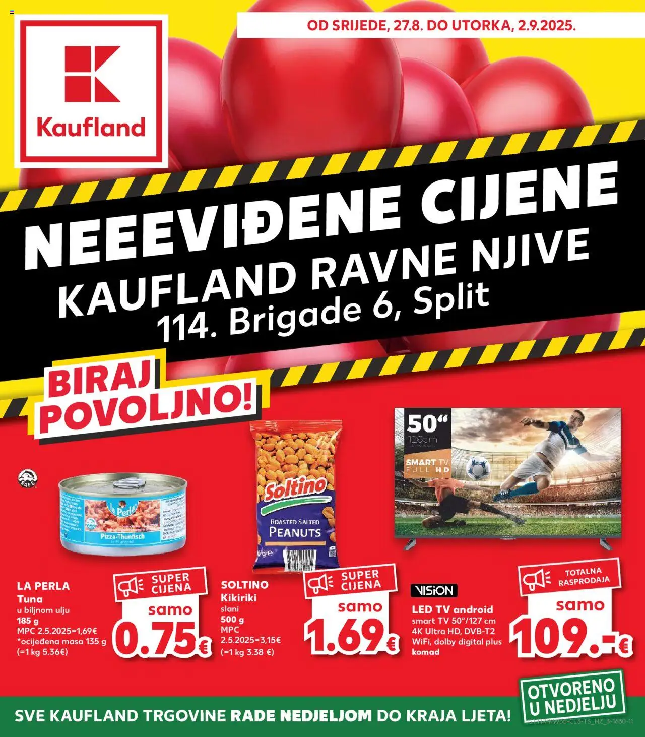 Kaufland katalog | vrijedi od 27.08.2025 | Stranica: 1 | Proizvodi: Smart TV, Kikiriki, Tuna, Tv