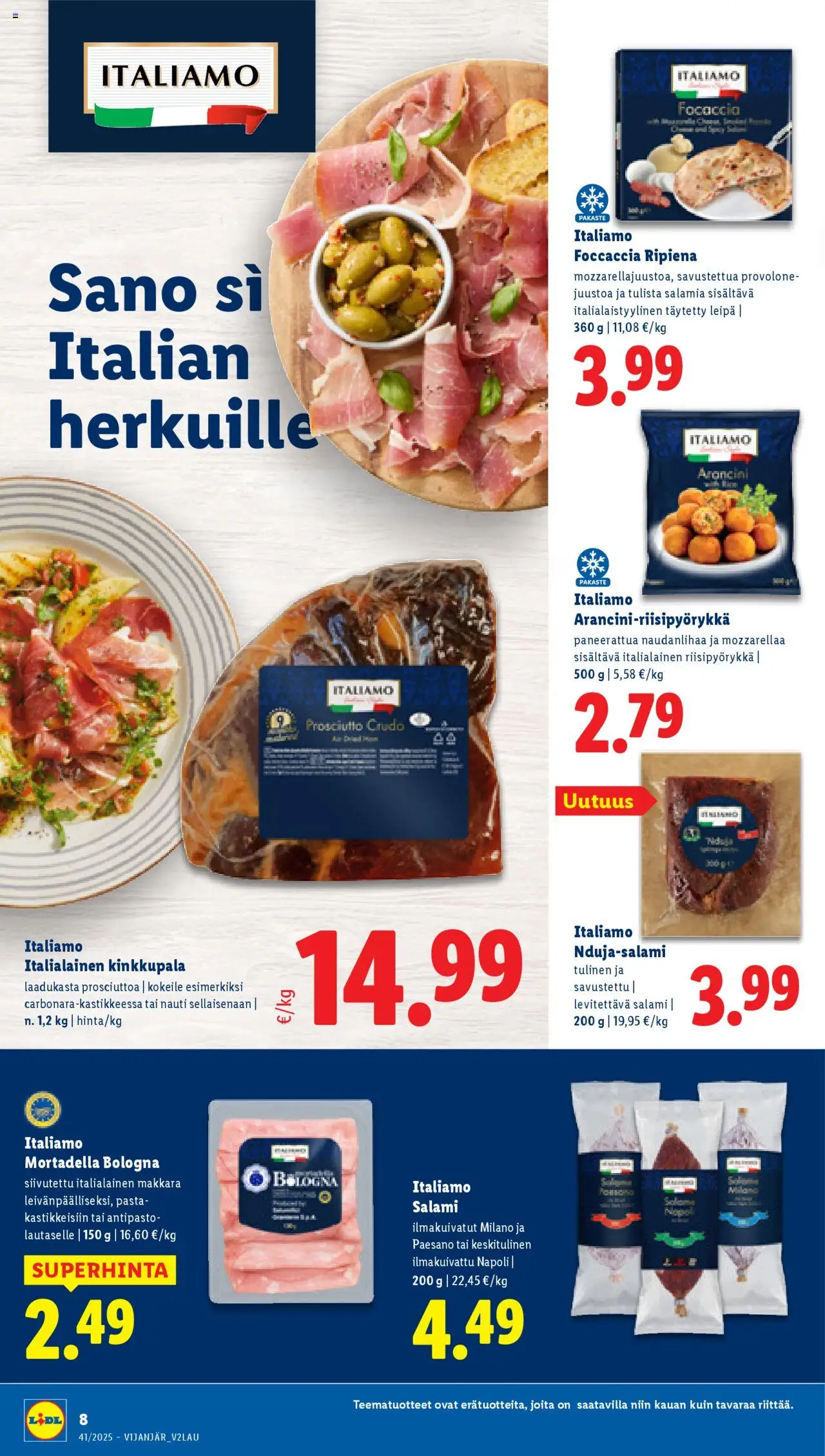 Lidl tarjoukset - Helsinki – voimassa 09.10.2025 alkaen | Sivu: 10 | Tuotteet: Makkara, Leipä, Salami, Pasta