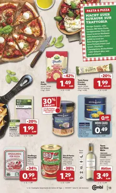 Combi Prospekt 	 ab 20.04.2026 gültig | Seite: 13 | Produkte: Mozzarella, Pasta, Pizza, Wein