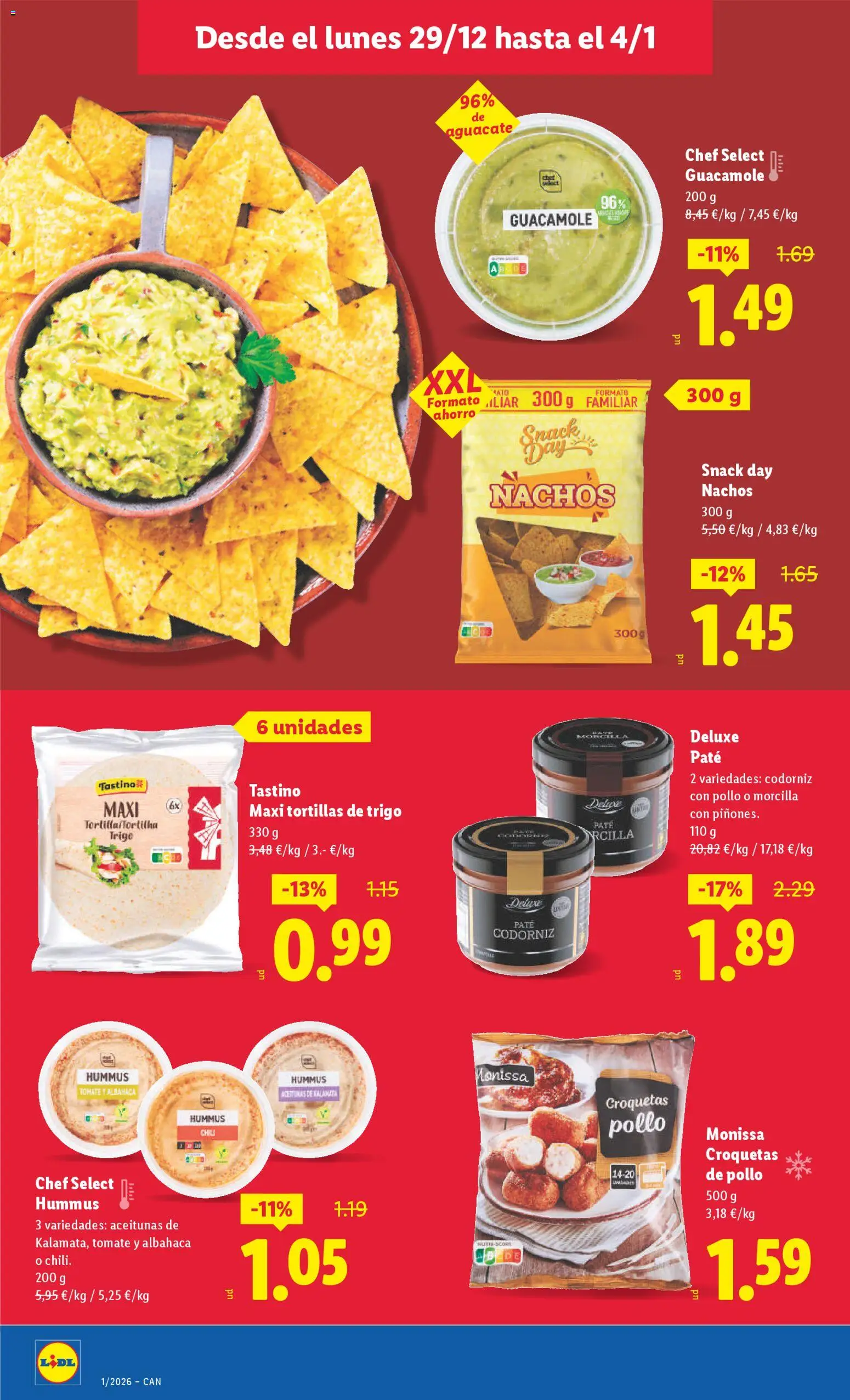 Lidl - Canarias │ válido desde el 29.12.2025 | Página: 12 | Productos: Καλτσάκια μισά, Paté, Guacamole, Croquetas
