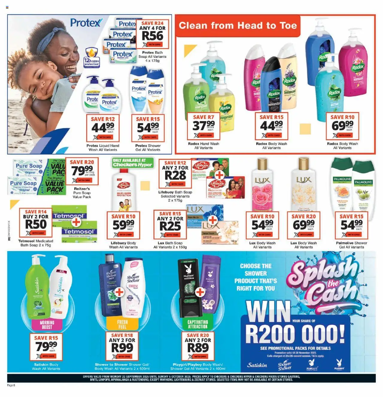 New Checkers catalogue – valid from 22.09.2025 | Page: 6 | Products: Shower, Multivitamins, Fragrance, Soap