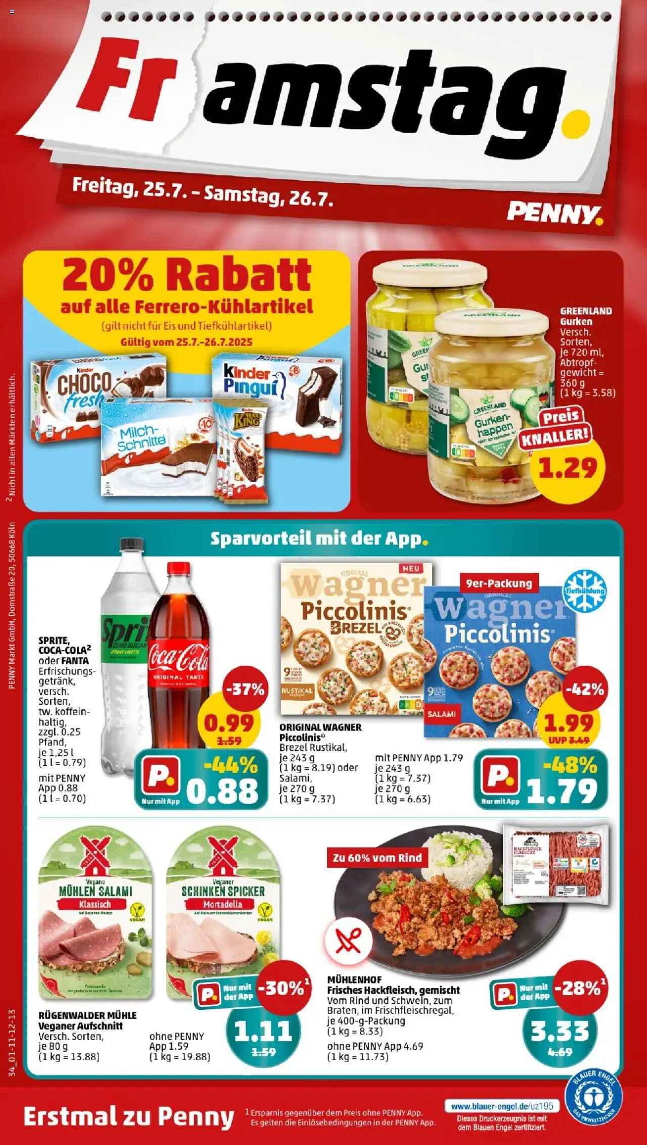 Penny - Mecklenburg-Vorpommern - gültig ab dem 21.07.2025 | Seite: 34 | Produkte: Cola, Milch, Gurken, Eis