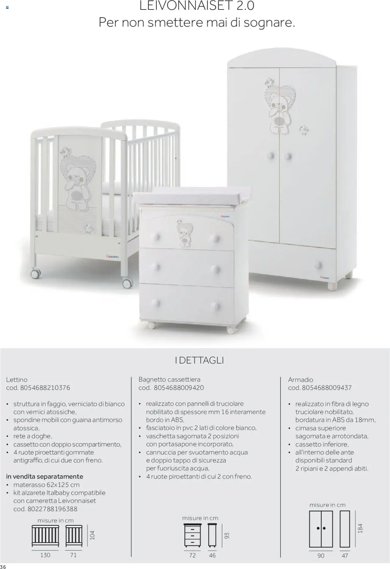 Volantino Prenatal del 01.01.2025 | Pagina: 29 | Prodotti: Lettino, Bagnetto, Materasso, Cassettiera