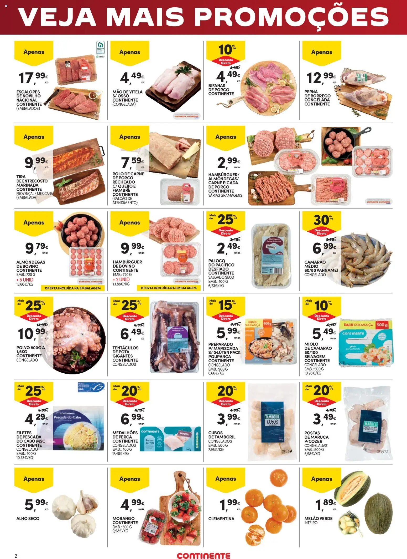 Continente - Fim de Semana │ válido de 09.01.2026 | Página: 2 | Produtos: Vitela, Polvo, Camarão, Carne de porco
