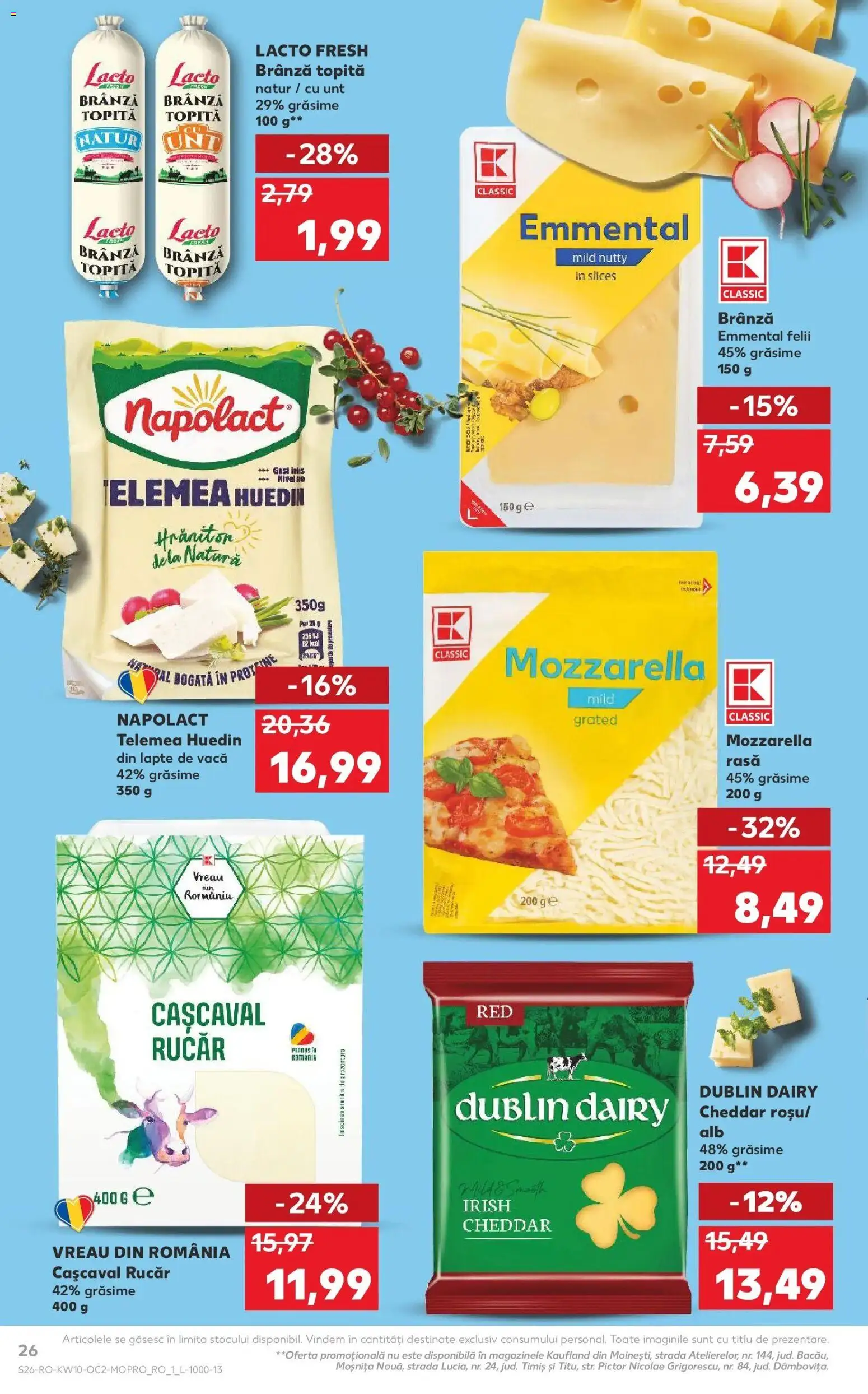 Noul catalog Kaufland – valabil de la 04.03.2026 | Pagină: 26 | Produse: Cașcaval, Mozzarella, Unt, Brânză