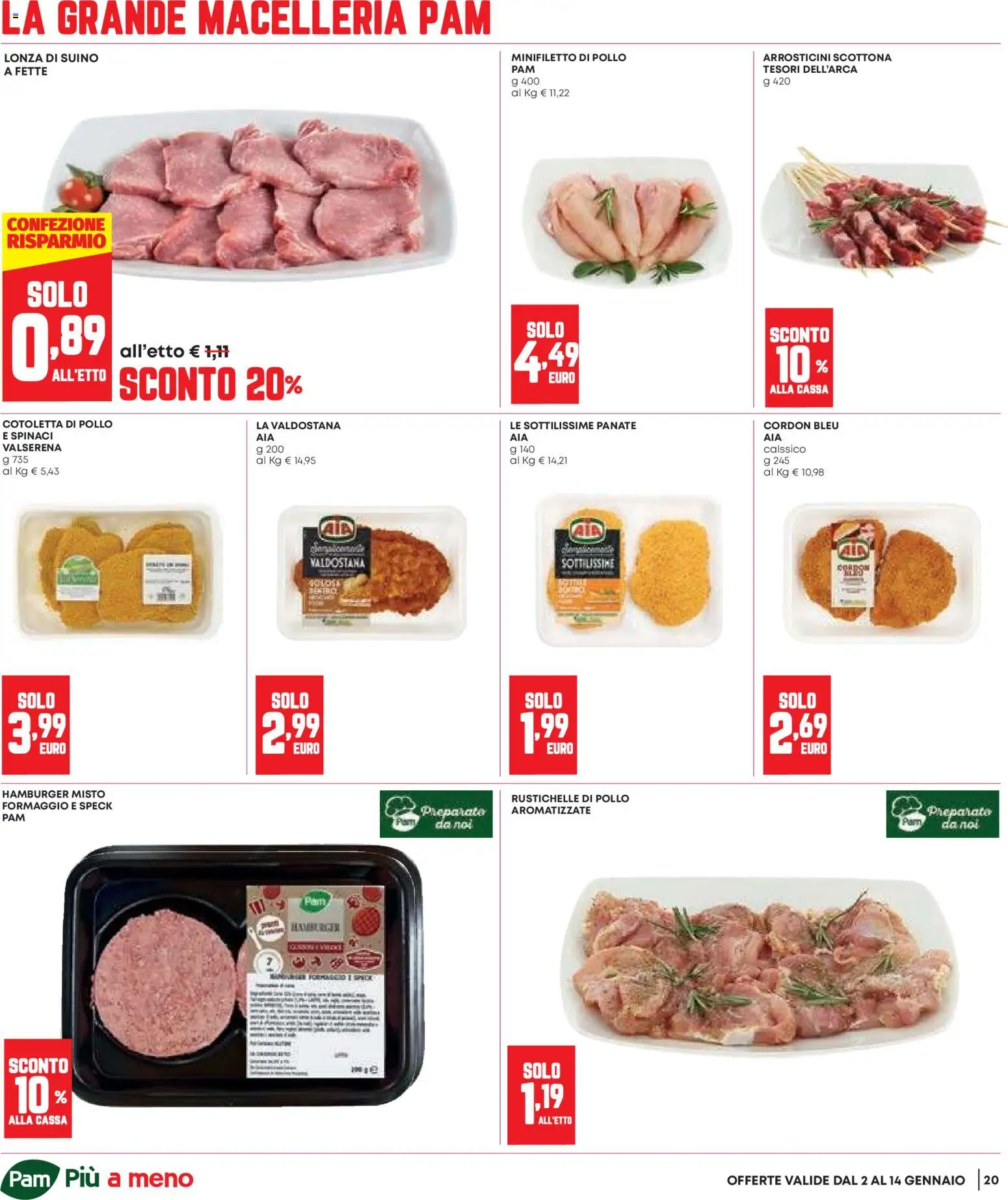 Volantino Panorama del 02.01.2026 | Pagina: 20 | Prodotti: Speck, Pollo, Formaggio, Spinaci