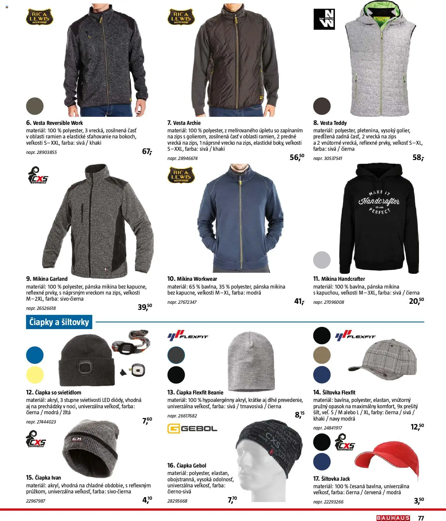 Nové Bauhaus akcie – leták je platný od 26.01.2026 | Strana: 77 | Produkty: Mikina, Vesta, Čiapka, Opasok