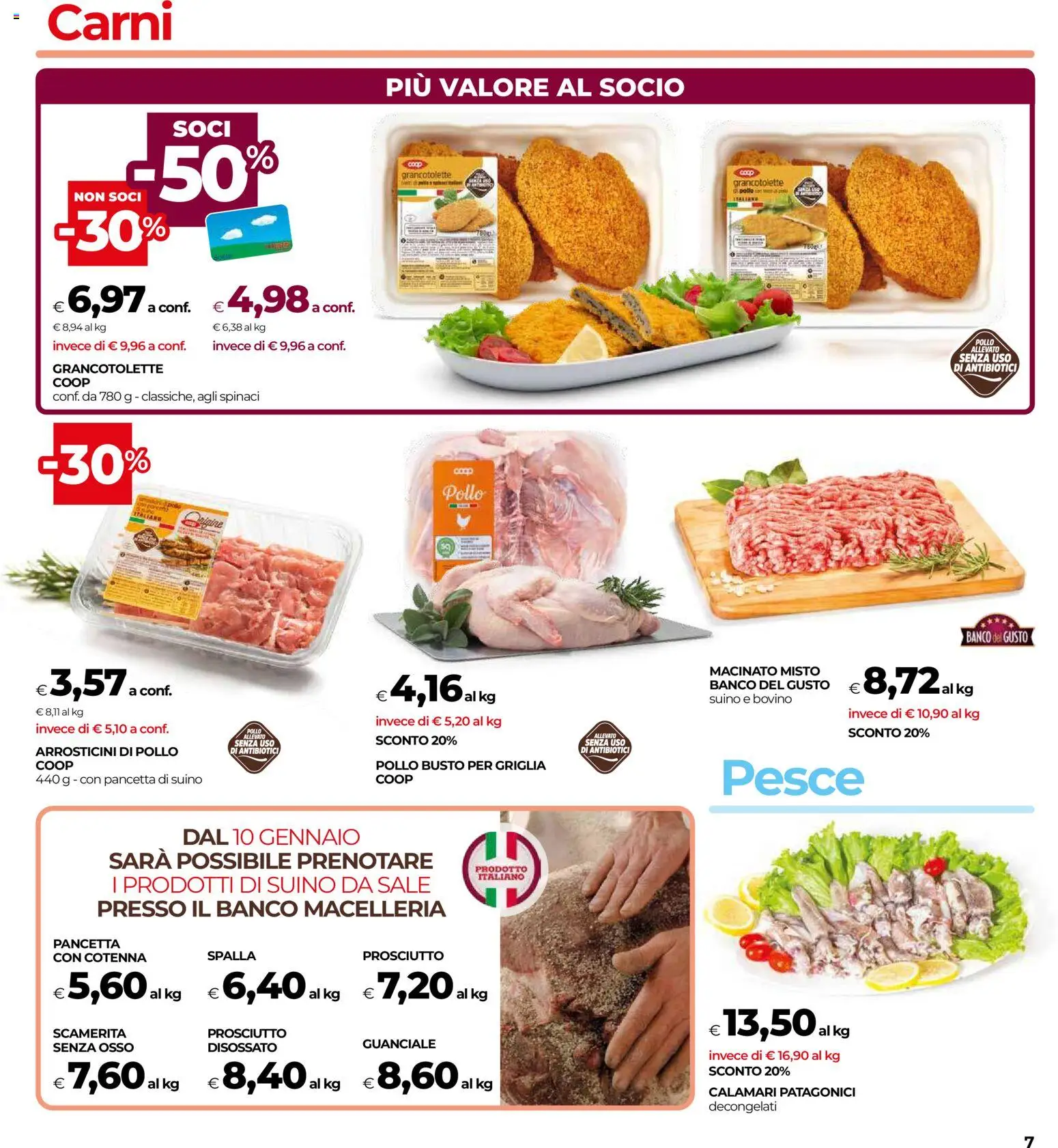 Volantino COOP del 07.01.2026 | Pagina: 7 | Prodotti: Bovino, Pesce, Suino, Guanciale