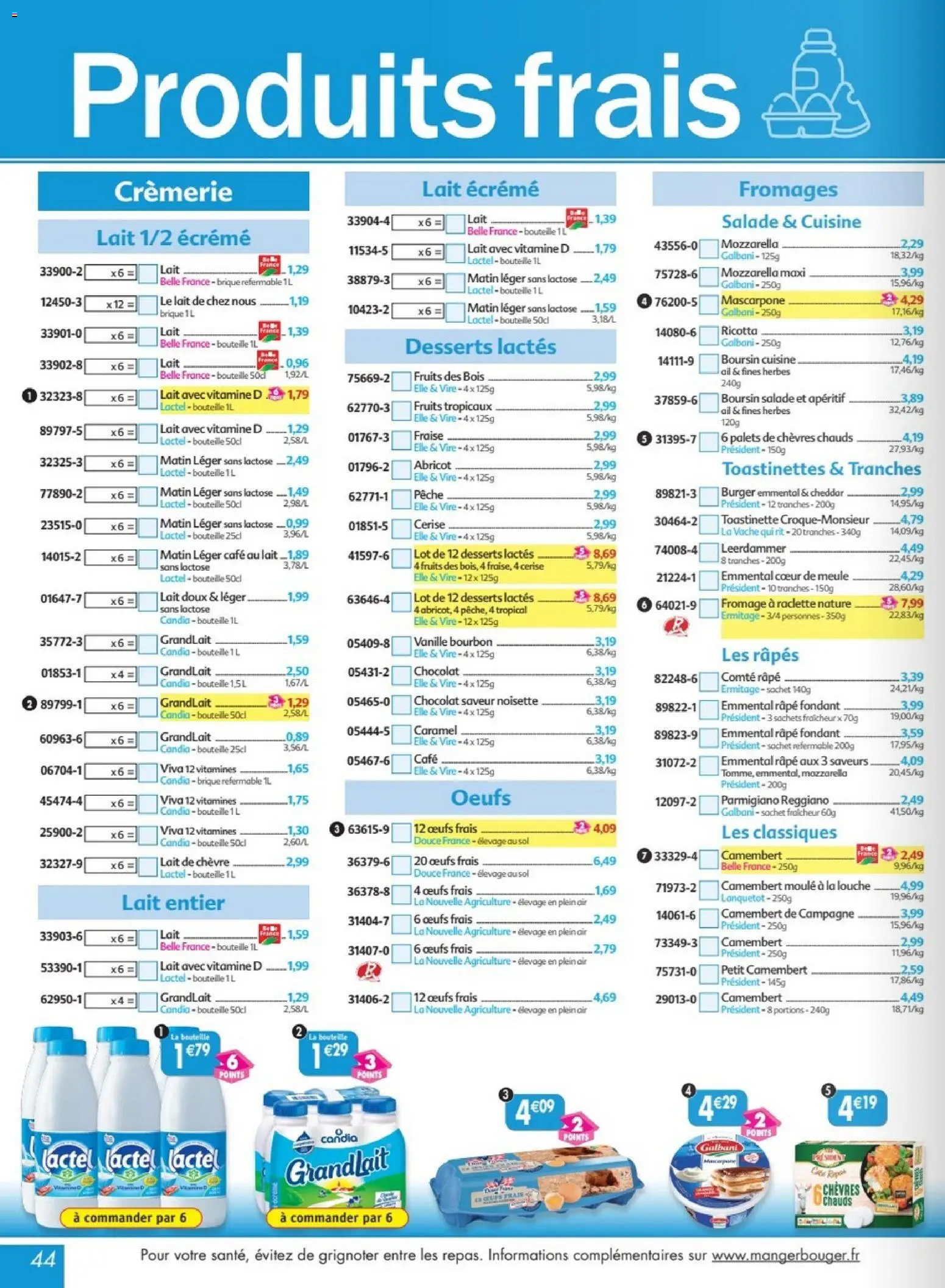 {H1} | Page: 44 | Produits: Pêche, Emmental, Lait, Bourbon