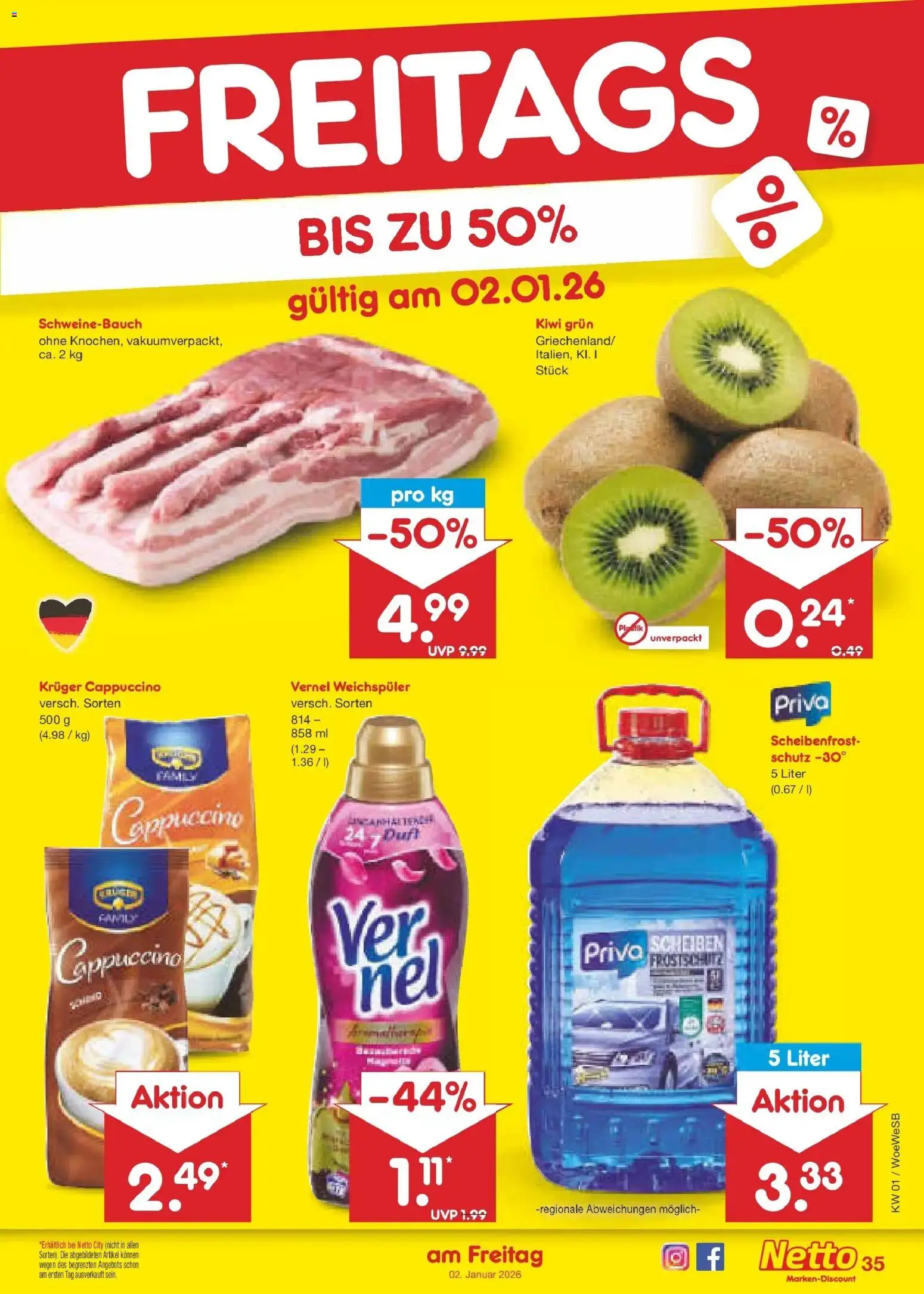 Netto Marken-Discount prospekt Katzweiler	 – gültig ab 28.12.2025 | Seite: 49 | Produkte: Schweinebauch, Duft, Weichspüler, Kiwi