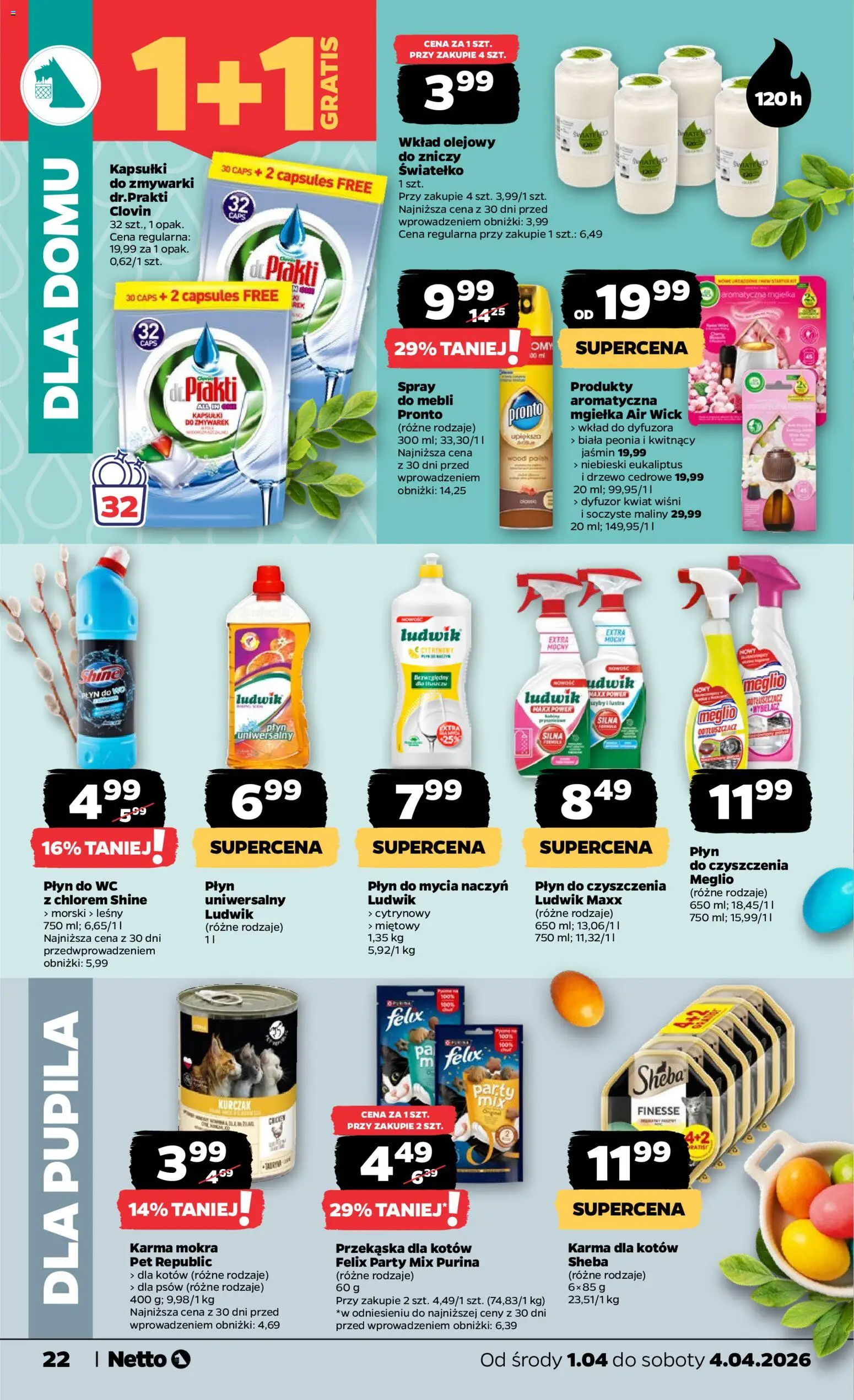 Netto gazetka od środy spożywcza od 01.04.2026 | Strona: 22 | Produkty: Meglio, Maliny, Karma dla kotów, Płyn do mycia naczyń