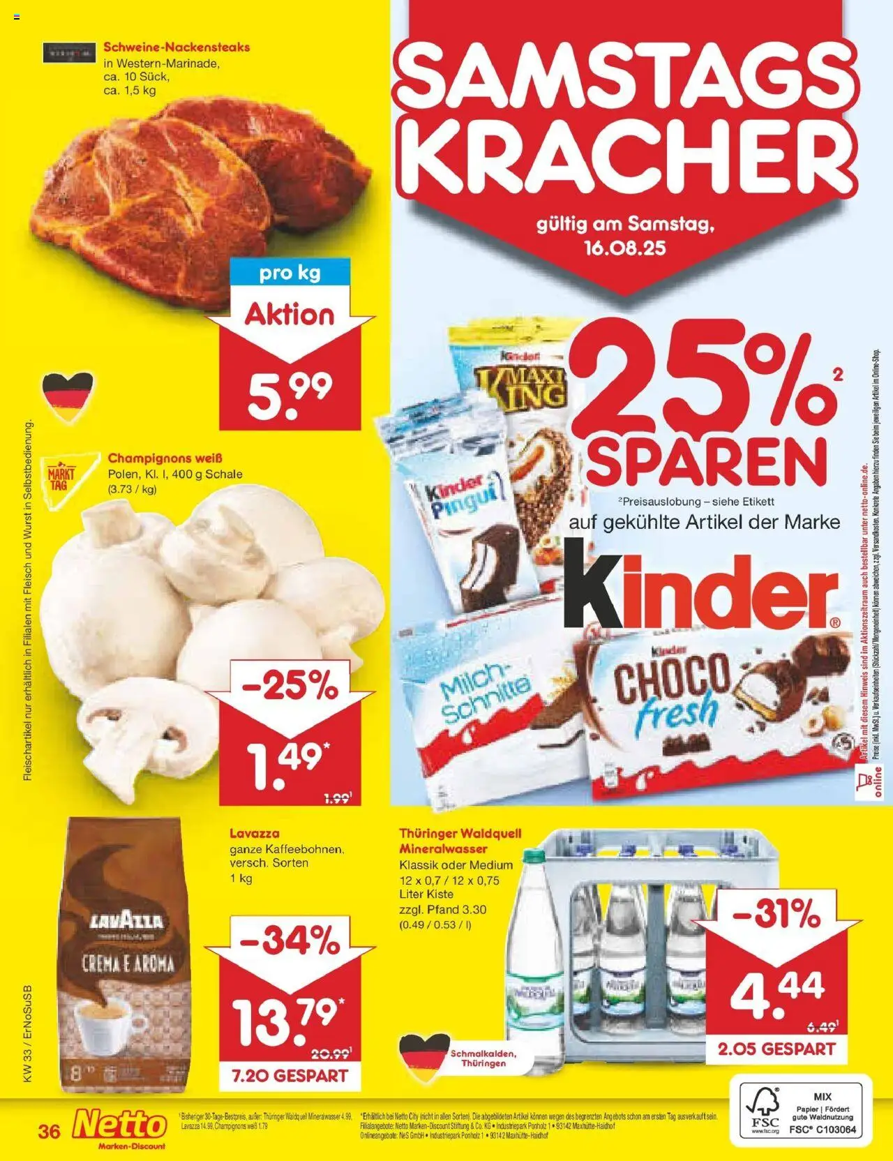 Netto Marken-Discount prospekt Erfurt	 - gültig ab dem 11.08.2025 | Seite: 56 | Produkte: Lavazza, Milch, Wurst, Fleisch