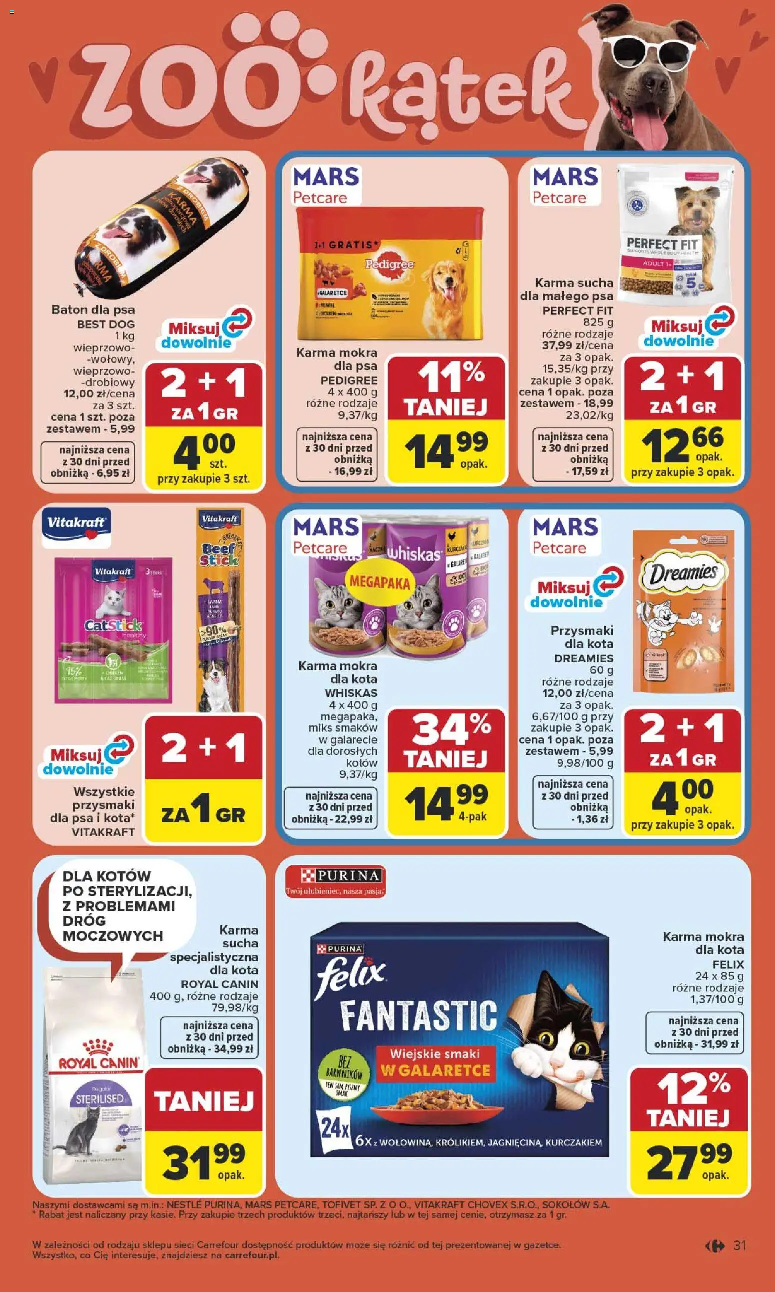 Carrefour gazetka od 27.04.2026 | Strona: 33 | Produkty: Kurczak, Przysmaki dla kota, Pedigree, Body