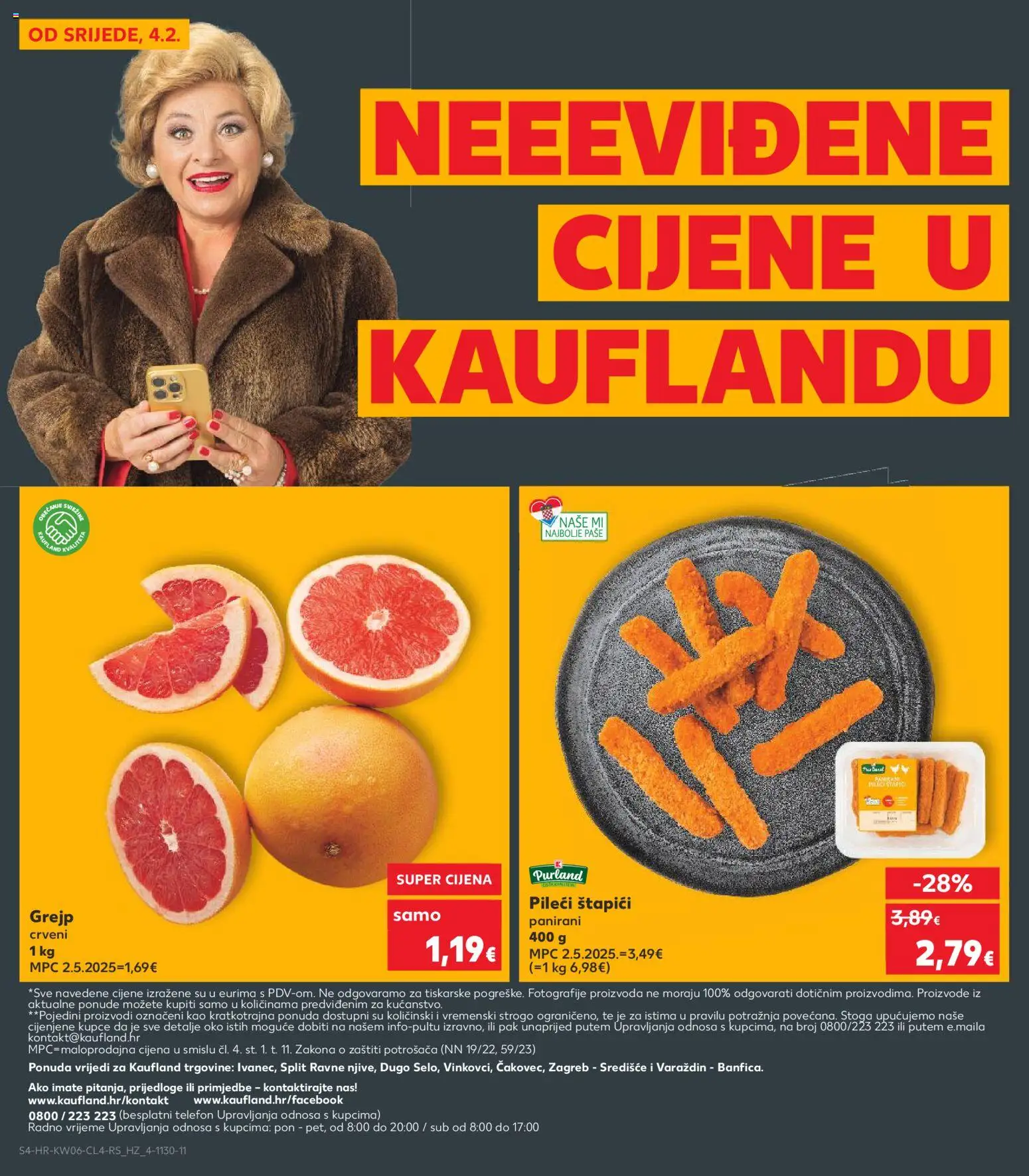 Kaufland katalog | vrijedi od 04.02.2026 | Stranica: 4 | Proizvodi: Grejp, Štapići, Telefon