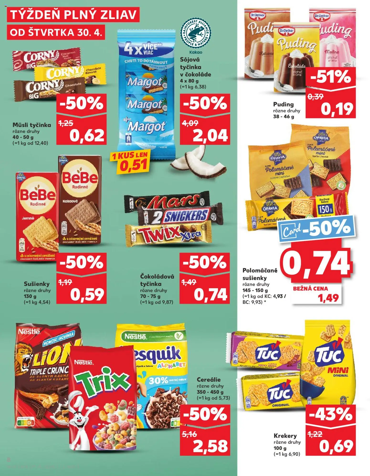 Nové Kaufland akcie – leták je platný od 30.04.2026 | Strana: 8 | Produkty: Puding, Čokoláda, Cereálie, Kakao