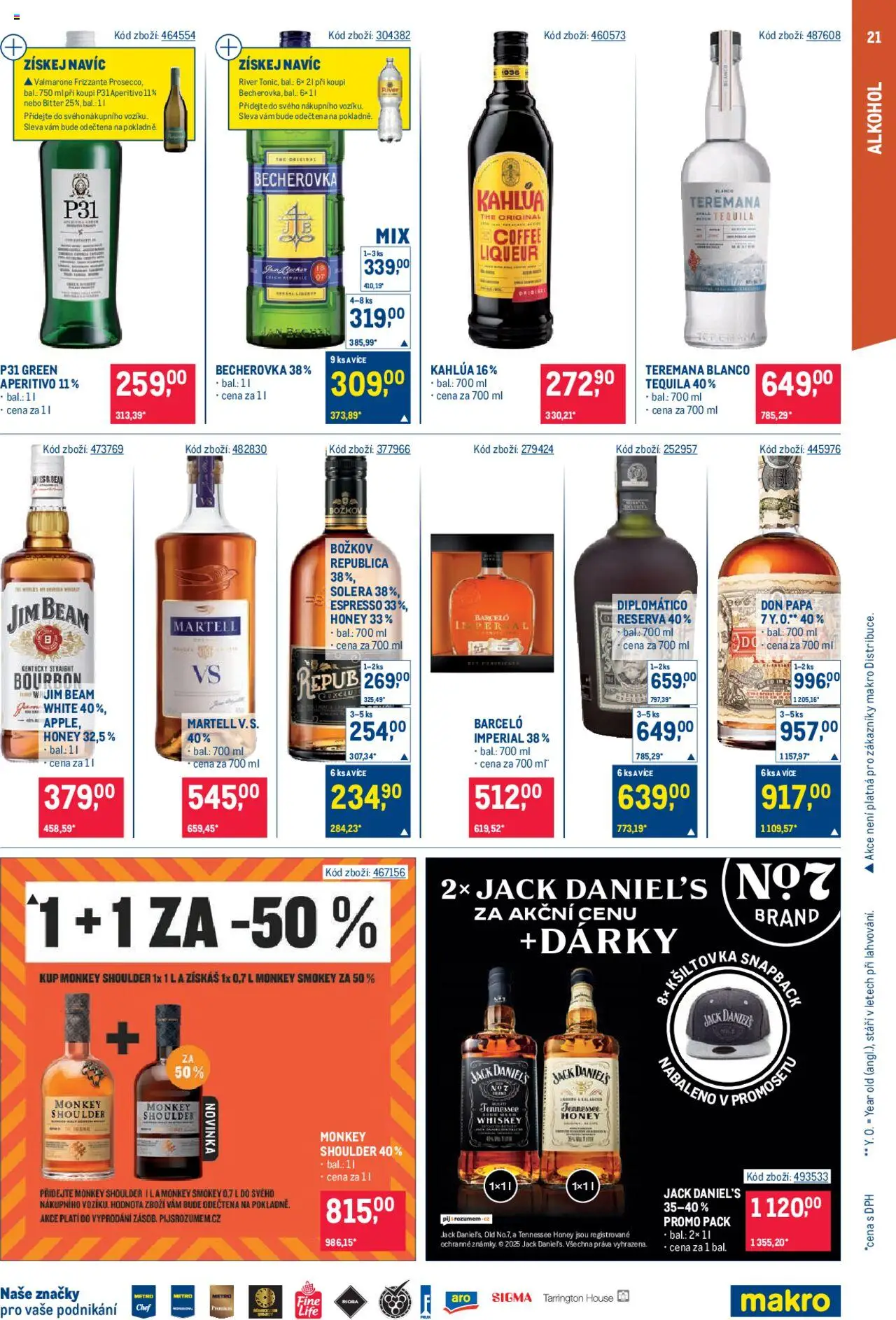 Makro leták - Gastronomie od 13.08.2025 | Strana: 21 | Produkty: Jim Beam, Monkey Shoulder, Republica, Don papa
