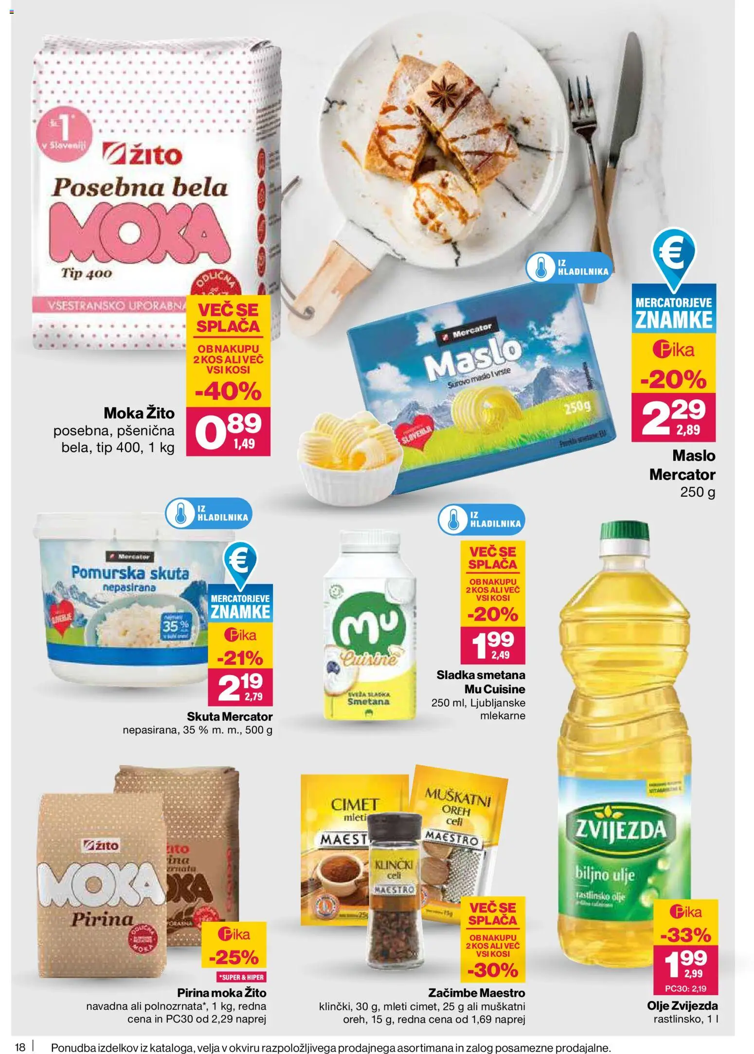 Novi Mercator katalog ponudbe – veljaven od 26.02.2026 | Stran: 18 | Izdelki: Moka, Maslo, Smetana, Zacimbe