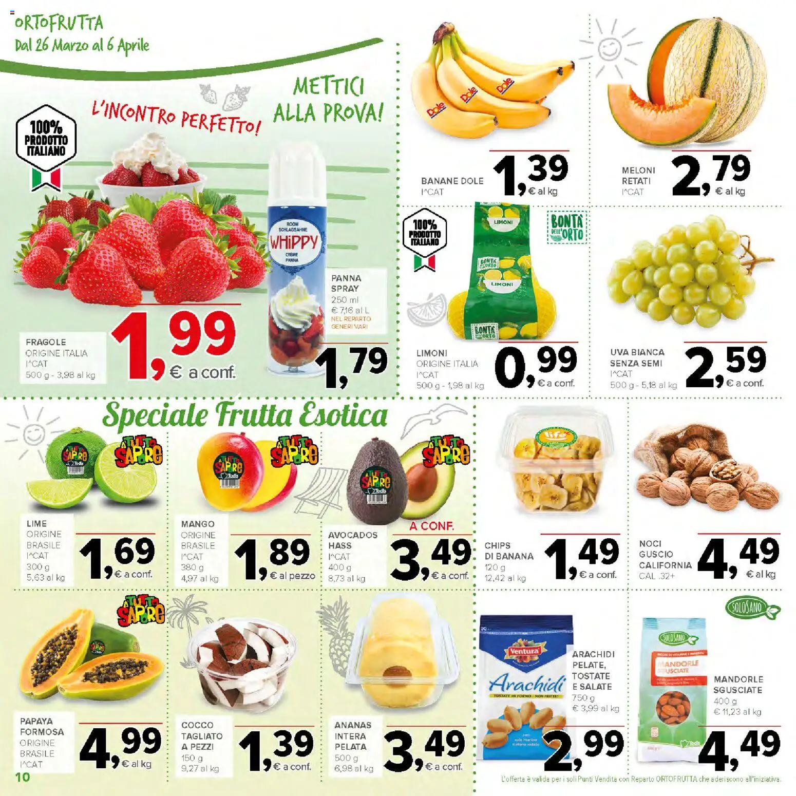 Volantino Todis del 26.03.2026 | Pagina: 10 | Prodotti: Panna, Lime, Uva, Arachidi