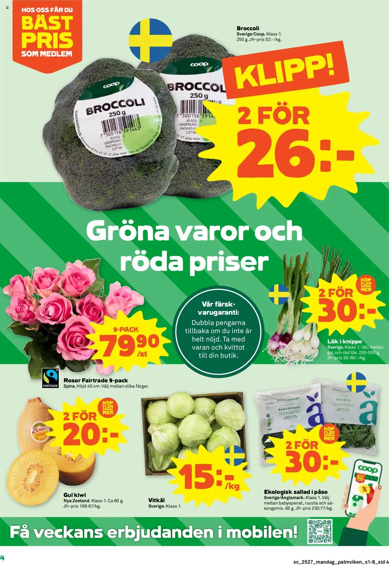 Stora Coop reklamblad aktuell från 30.06.2025 | Sida: 4 | Produkter: Vitkål, Kiwi, Sallad, Broccoli