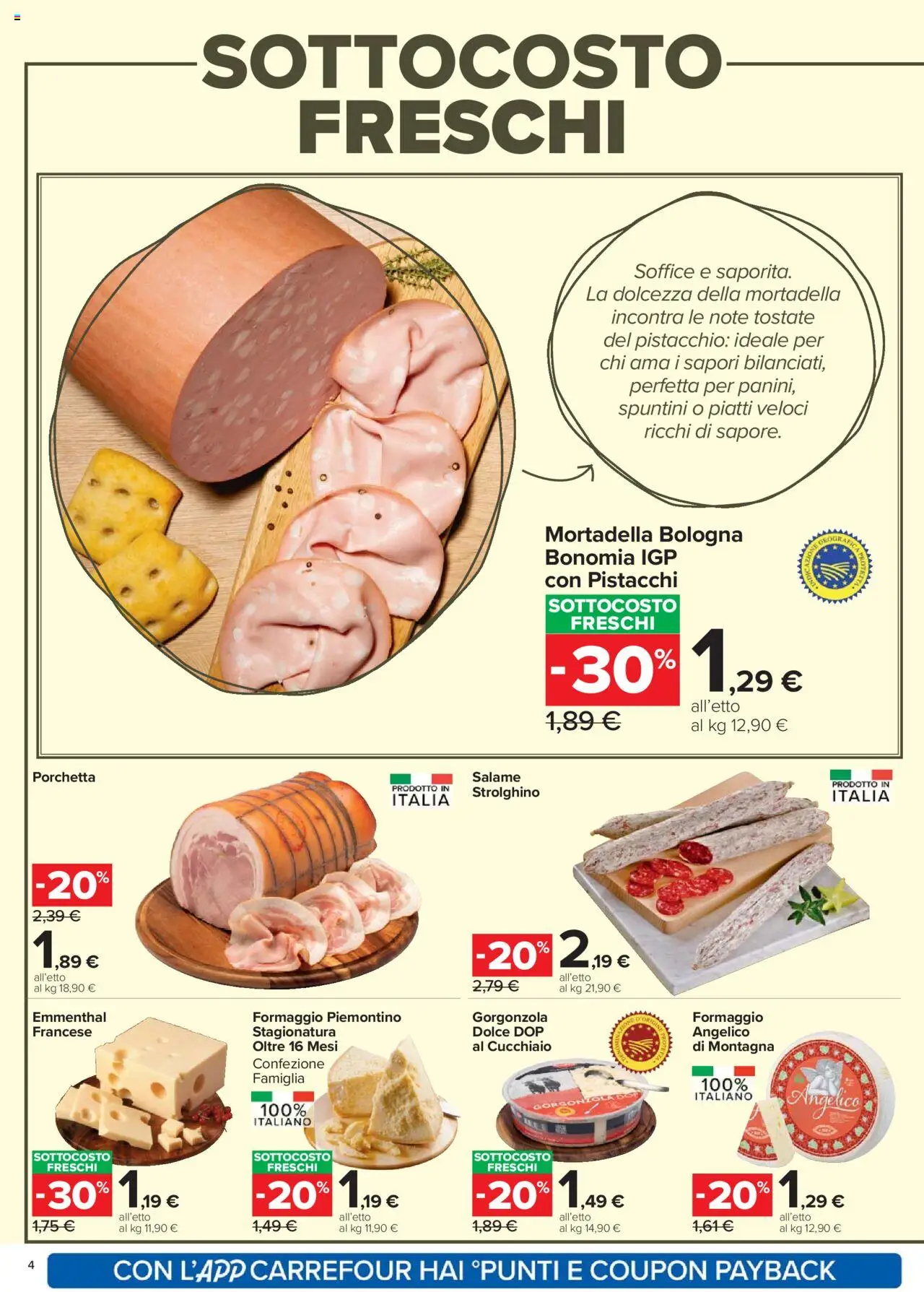Volantino Carrefour del 20.10.2025 | Pagina: 4 | Prodotti: Porchetta, Salame, Formaggio, Gorgonzola