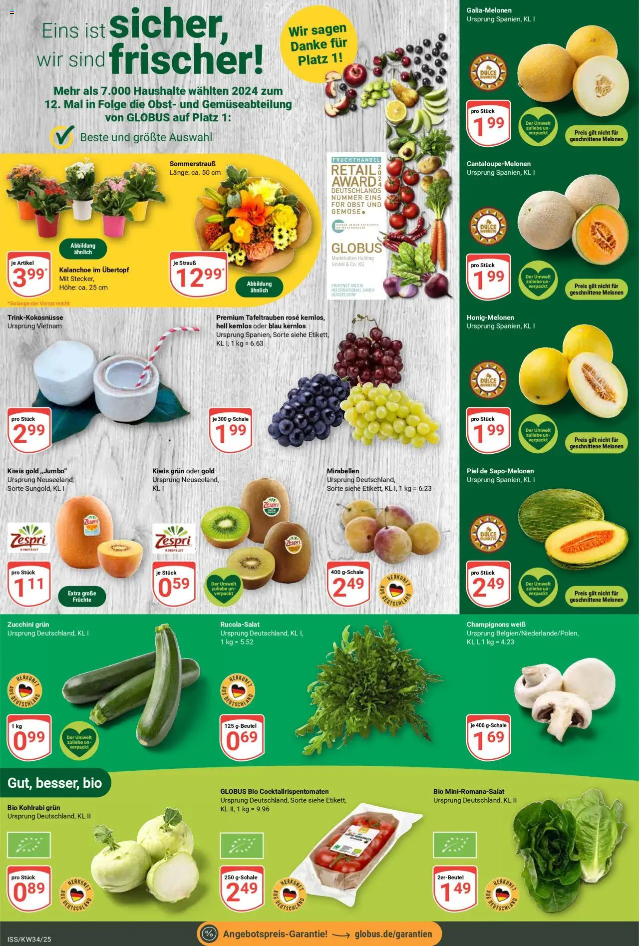 Globus Prospekt 	 - gültig ab dem 18.08.2025 | Seite: 5 | Produkte: Kohlrabi, Champignons, Gemüse, Obst