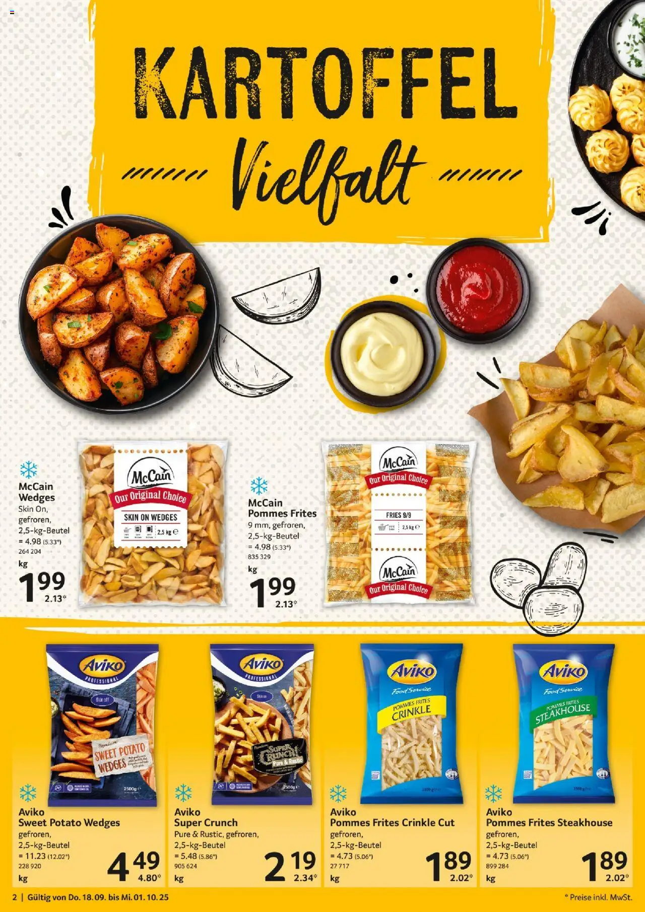 Selgros Gastronomie – gültig ab 18.09.2025 | Seite: 2 | Produkte: Pommes, McCain, Pommes frites