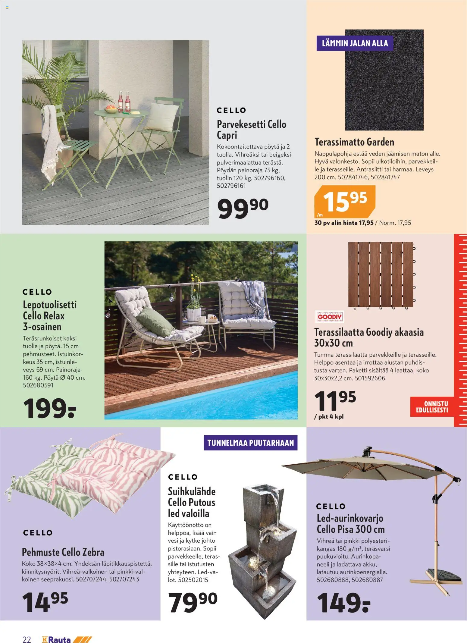 K-Rauta tarjoukset – voimassa 15.04.2026 alkaen | Sivu: 22 | Tuotteet: Kangas, Pöytä