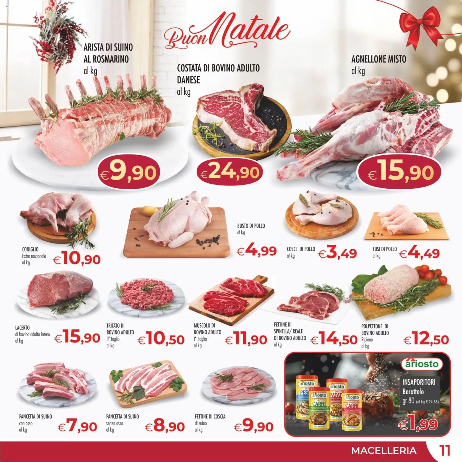 Volantino MerSi Supermercati del 13.12.2025 | Pagina: 11 | Prodotti: Bovino, Rosmarino, Pancetta, Suino