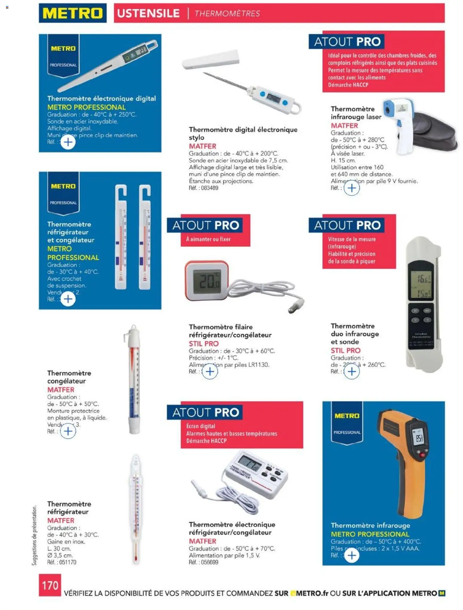 {H1} | Page: 170 | Produits: Réfrigérateur, Congélateur, Thermomètre, Stylo