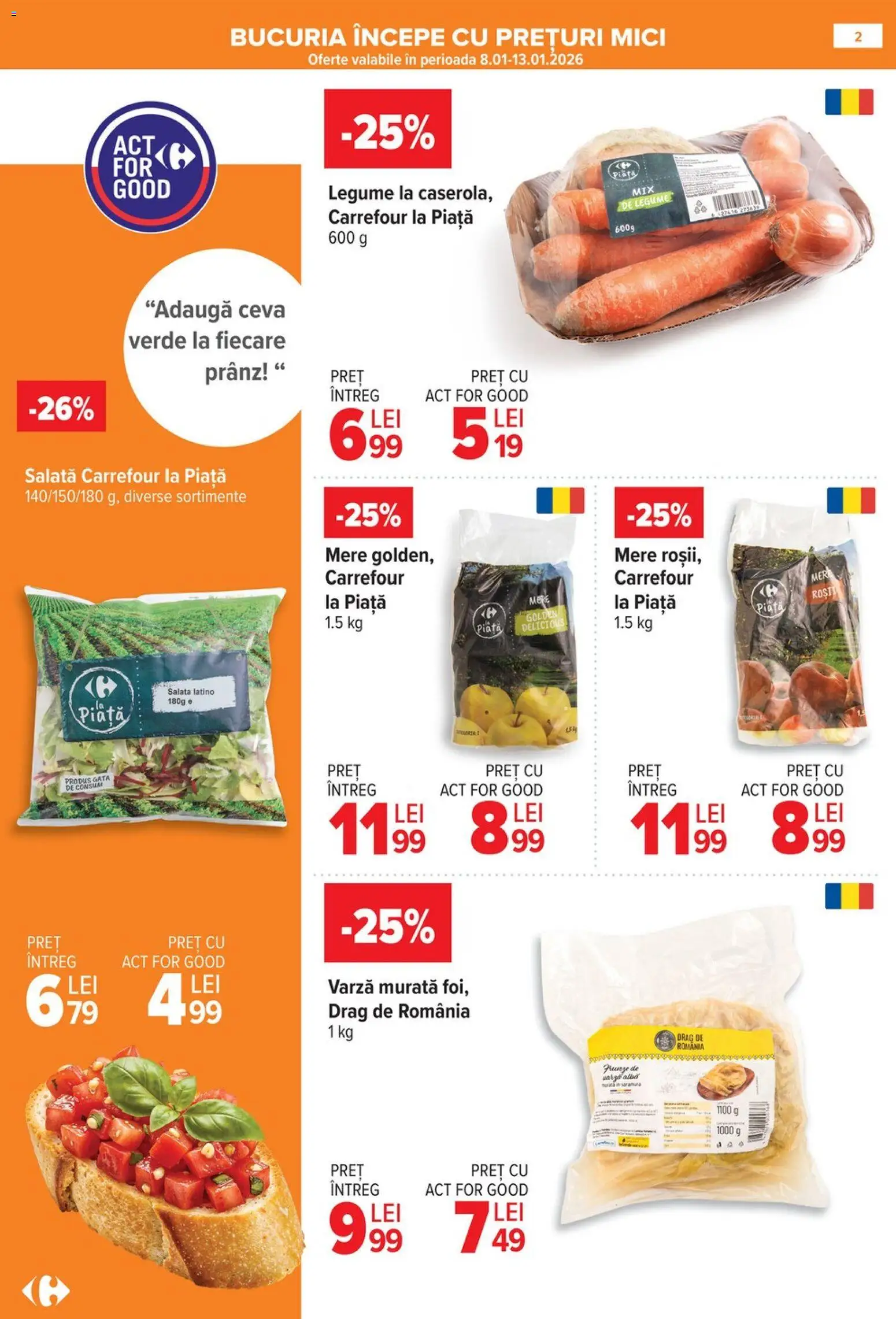 Noul catalog Carrefour – valabil de la 08.01.2026 | Pagină: 2 | Produse: Varză, Mici, Mere, Legume
