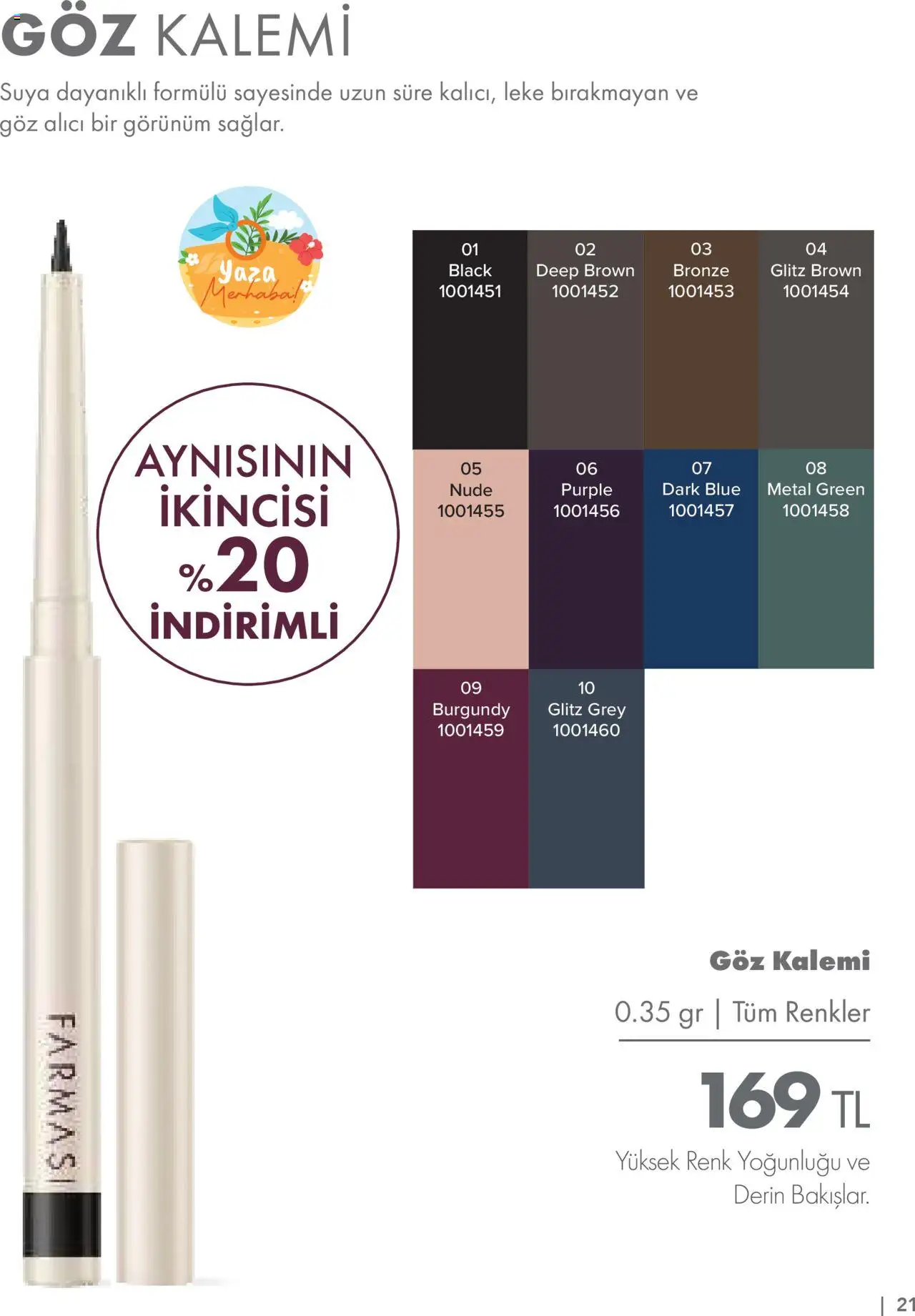 Farmasi Katalog - 01.06.2025 tarihinden itibaren geçerlidir | Sayfa: 21 | Ürünler: Göz kalemi