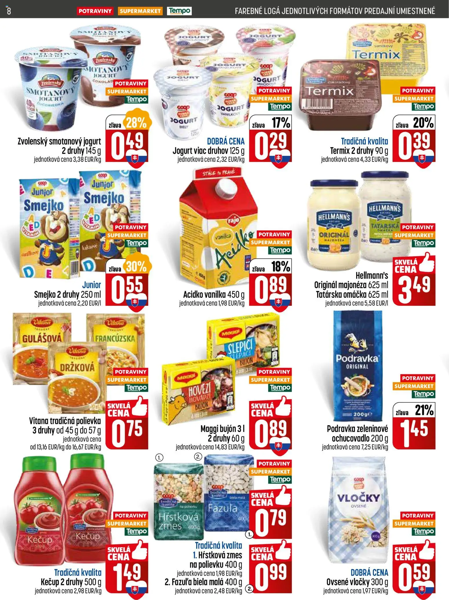 Nové COOP Jednota akcie – leták je platný od 15.01.2026 | Strana: 8 | Produkty: Jogurt, Bujón, Omáčka, Acidko
