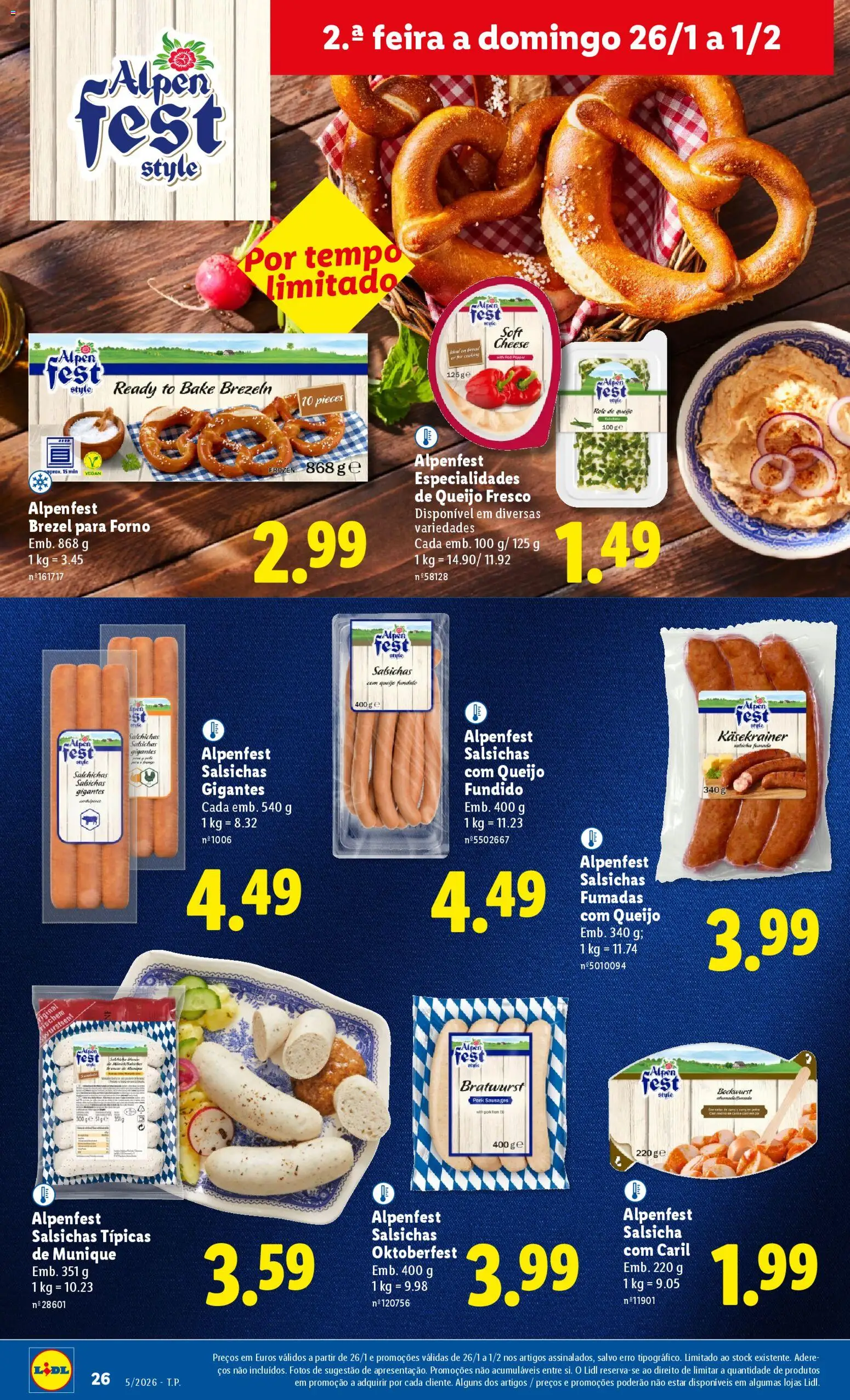 Lidl folheto │ válido de 26.01.2026 | Página: 26 | Produtos: Forno, Salsicha, Queijo