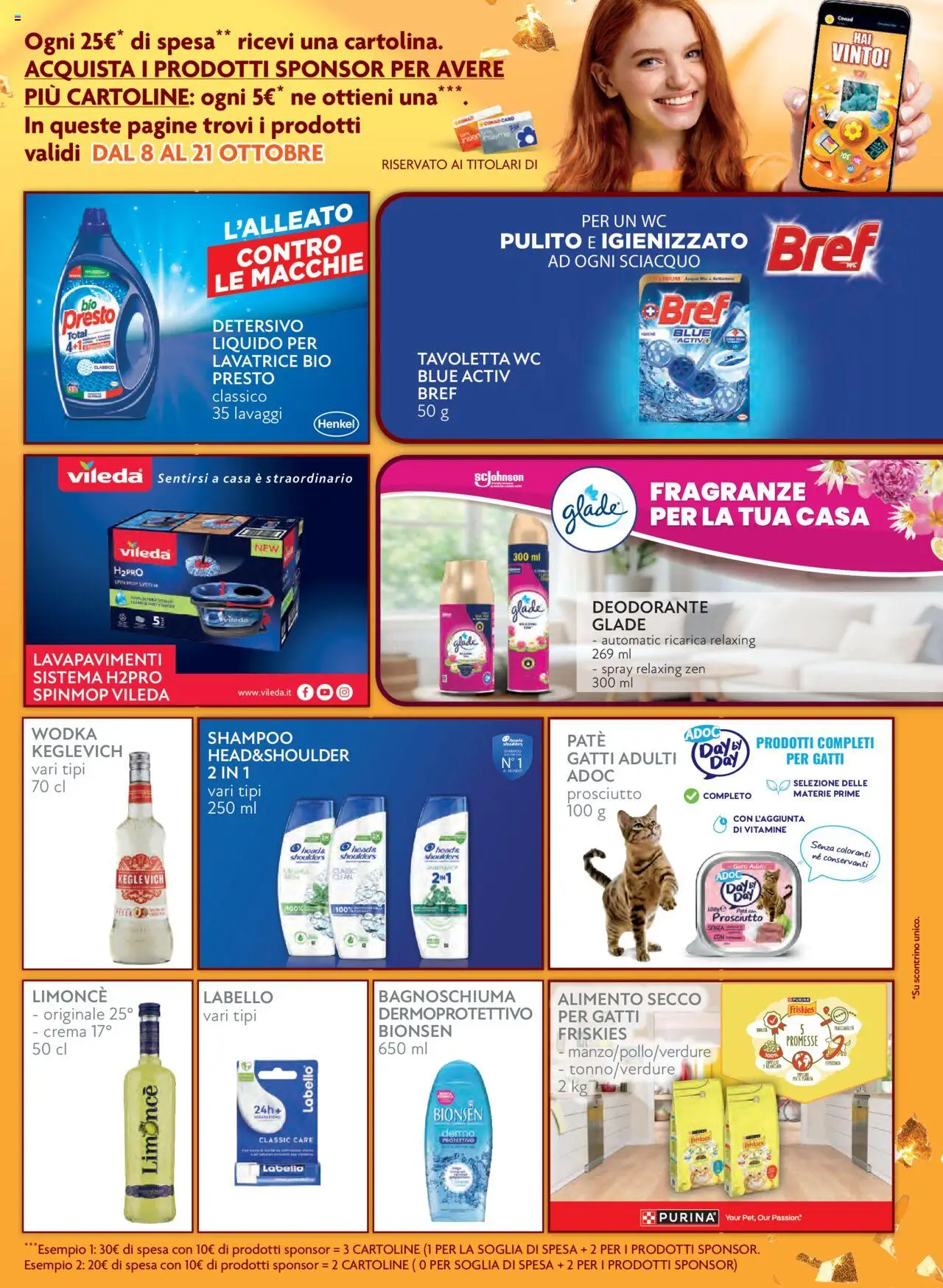 Volantino Conad del 08.10.2025 | Pagina: 11 | Prodotti: Crema, Tavoletta wc, Bagnoschiuma, Prosciutto