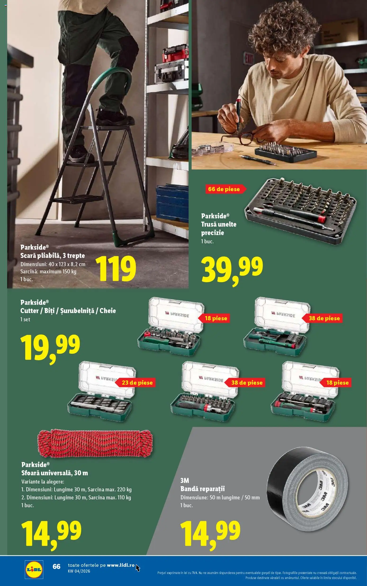 Noul catalog Lidl – valabil de la 19.01.2026 | Pagină: 66 | Produse: Cutter, Bandă reparații, Scară